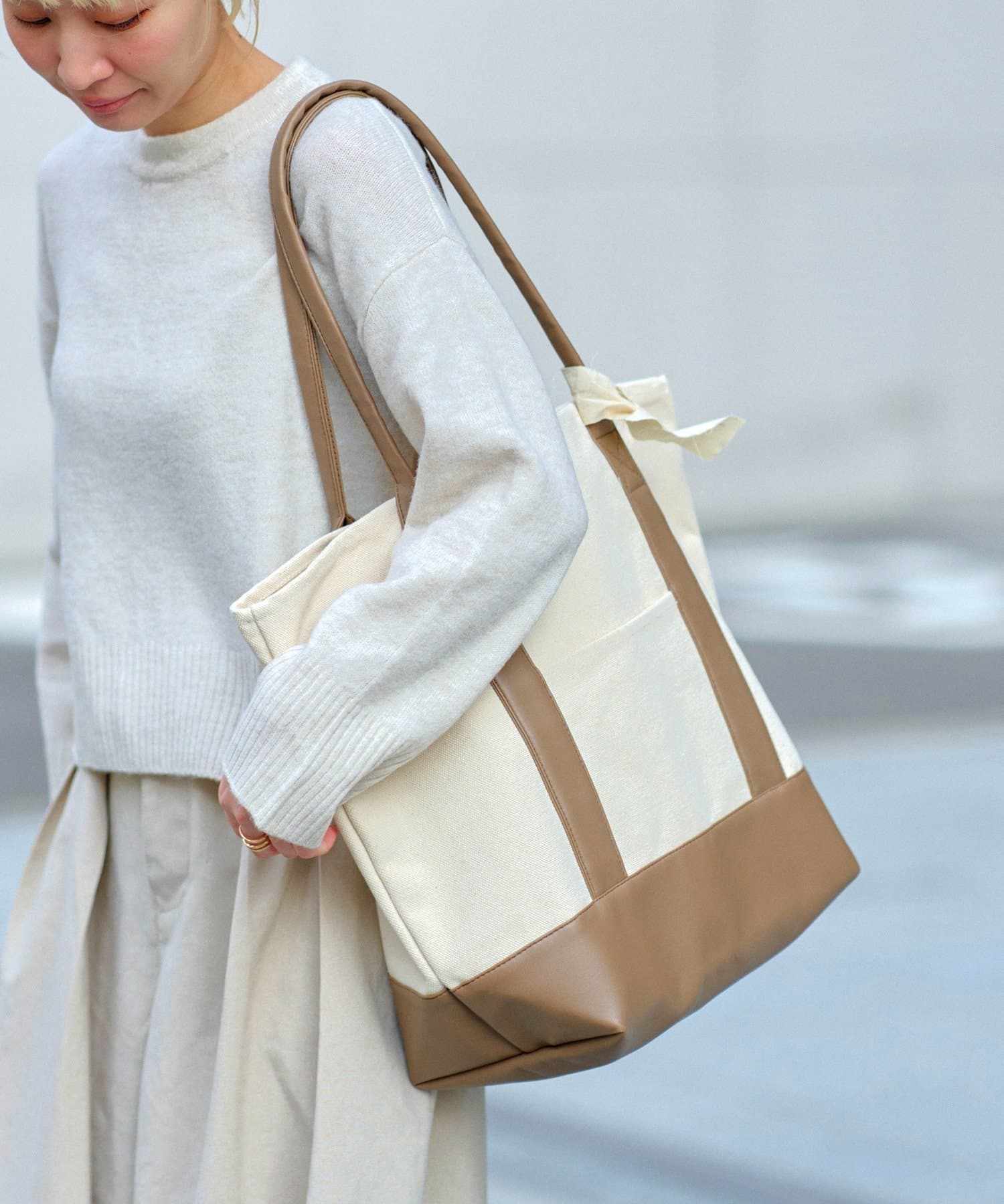 salut!(サリュ) S.Blanc Bag_070（フェイクレザーミックスS.Blancトートバッグ）／S.blanc