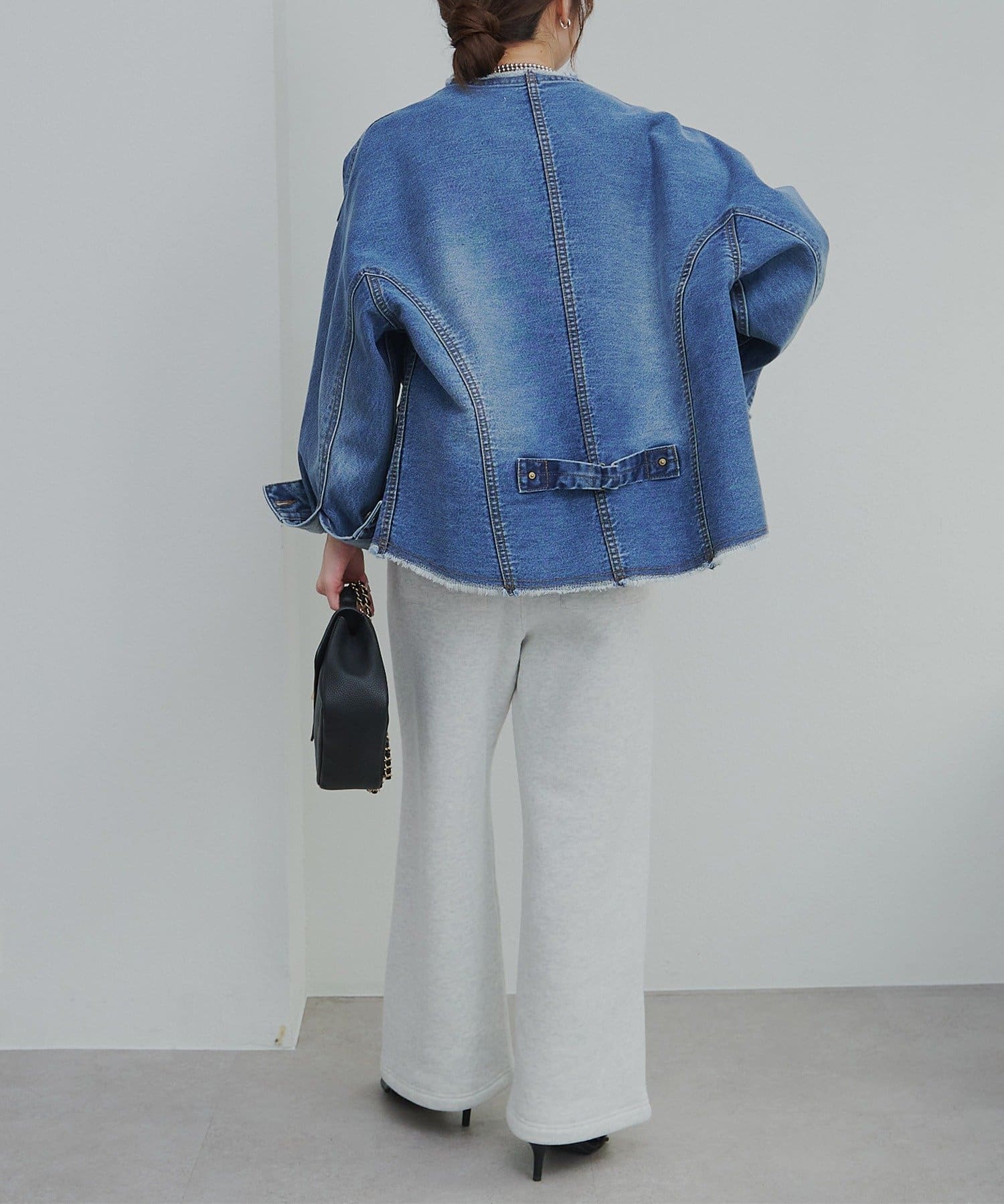 PUAL CE CIN(ピュアルセシン) セルビッチデニムノーカラージャケット