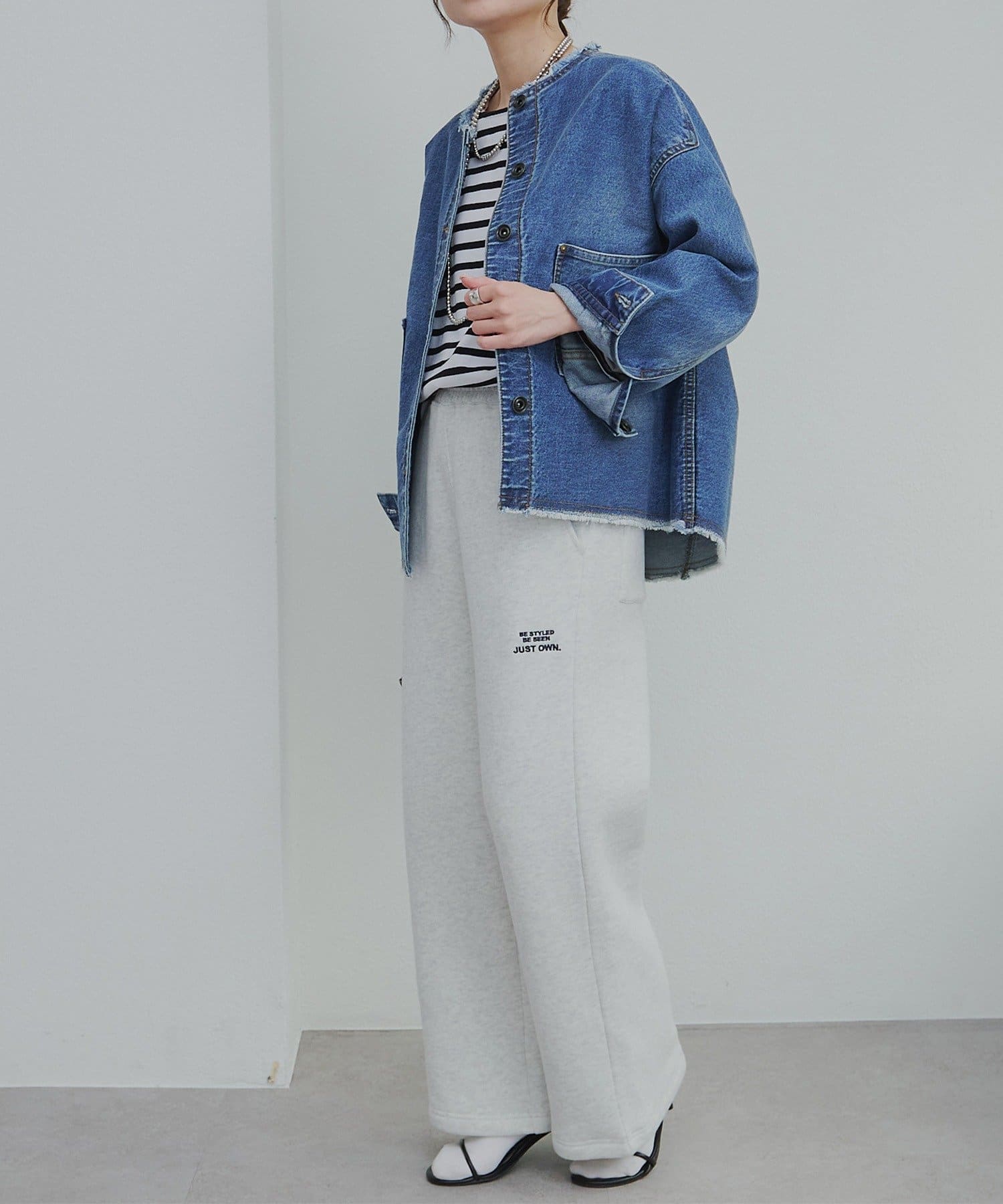 PUAL CE CIN(ピュアルセシン) セルビッチデニムノーカラージャケット