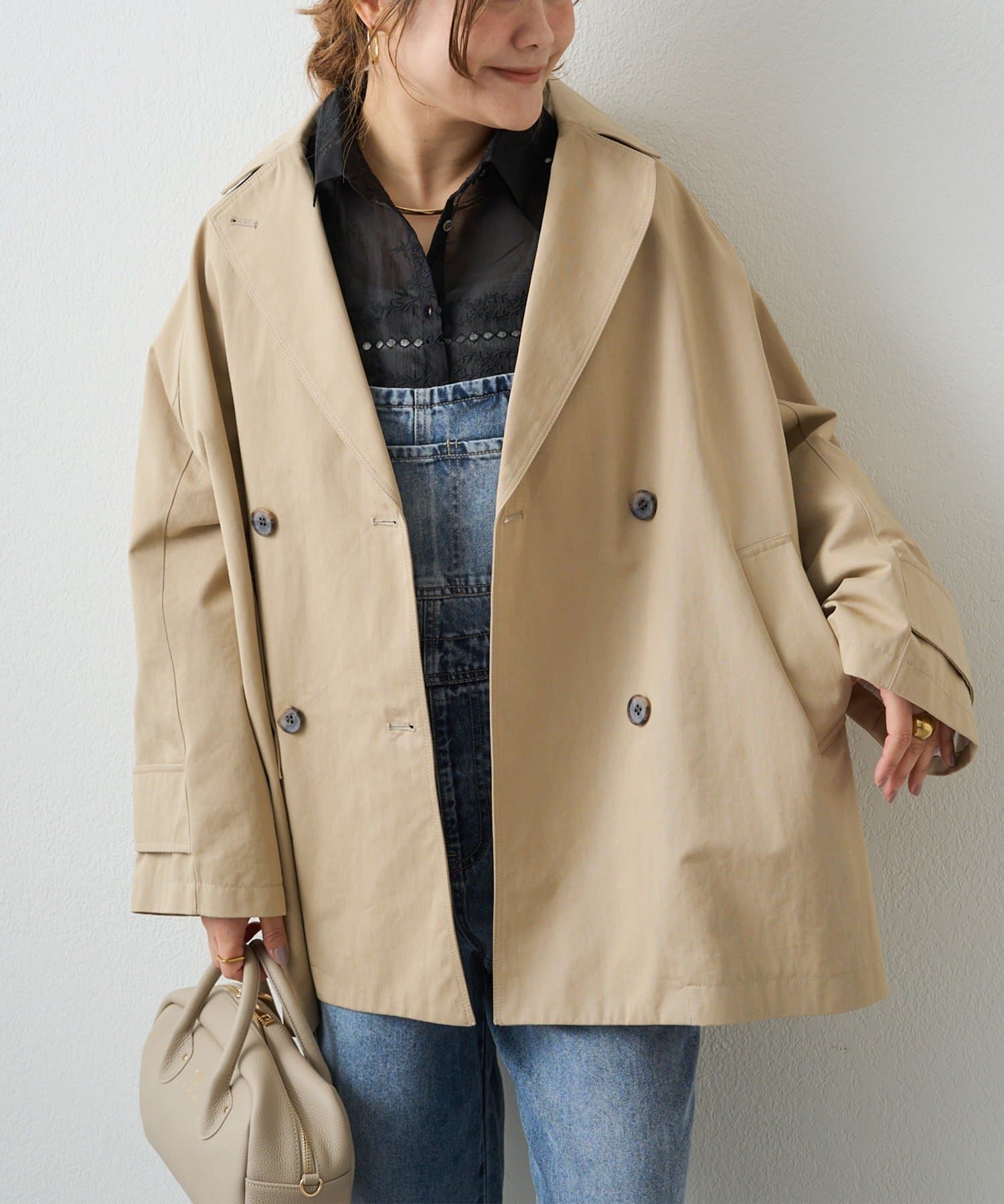 PUAL CE CIN(ピュアルセシン) リラックスミドル丈トレンチコート