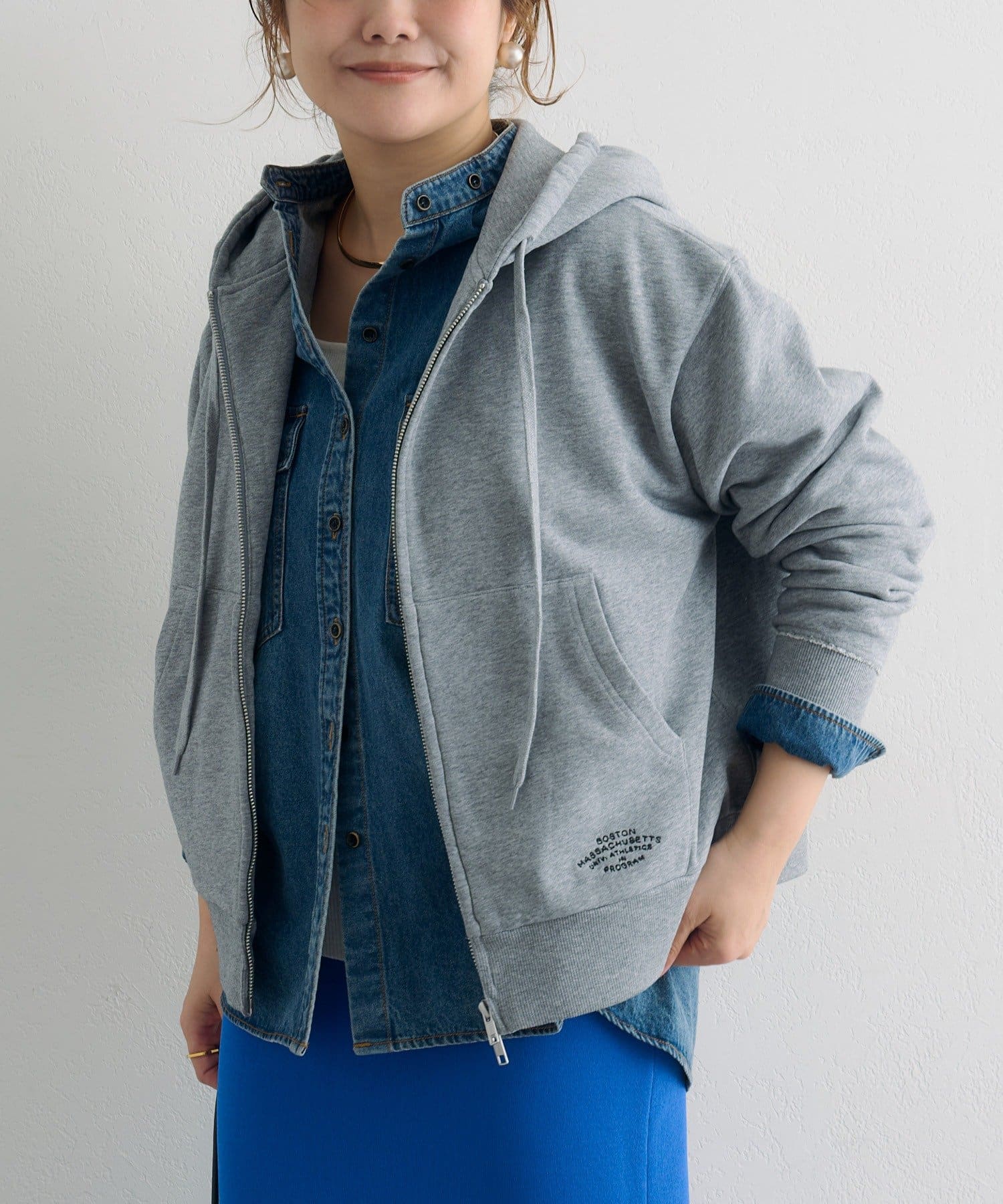 PUAL CE CIN(ピュアルセシン) ダブルジップ裏毛スウェットパーカー