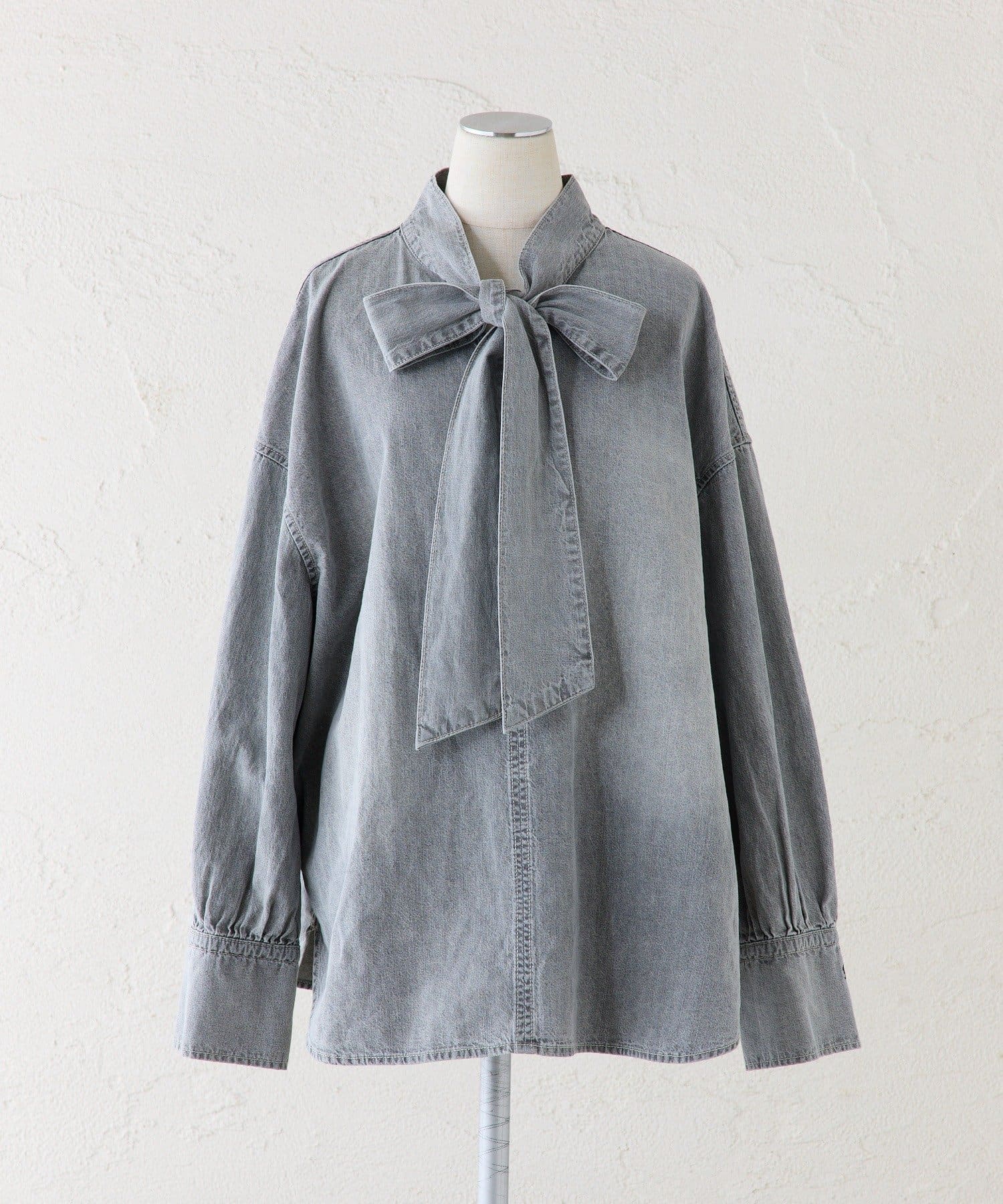 PUAL CE CIN(ピュアルセシン) デニムリボンタイブラウス