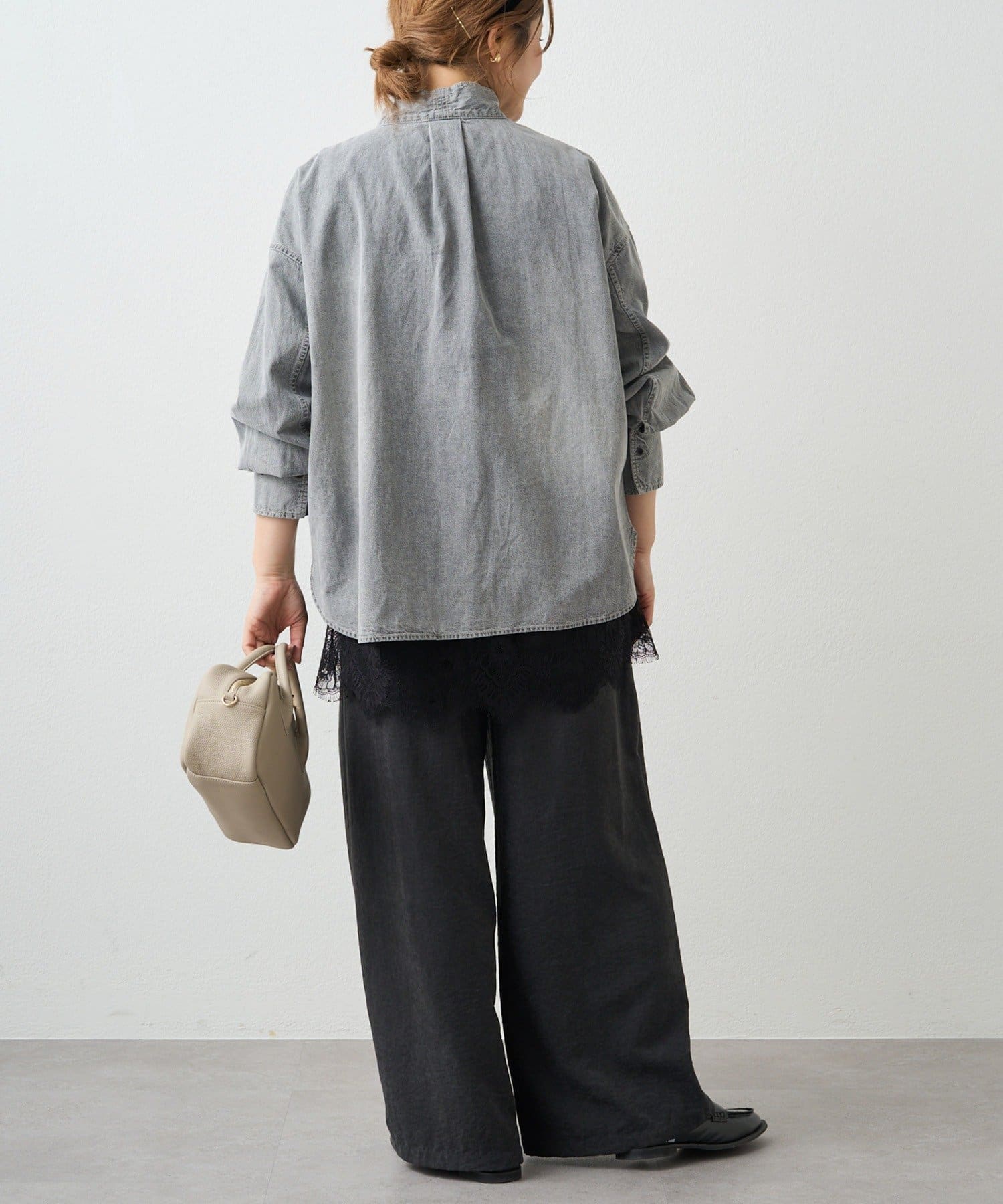 PUAL CE CIN(ピュアルセシン) デニムリボンタイブラウス