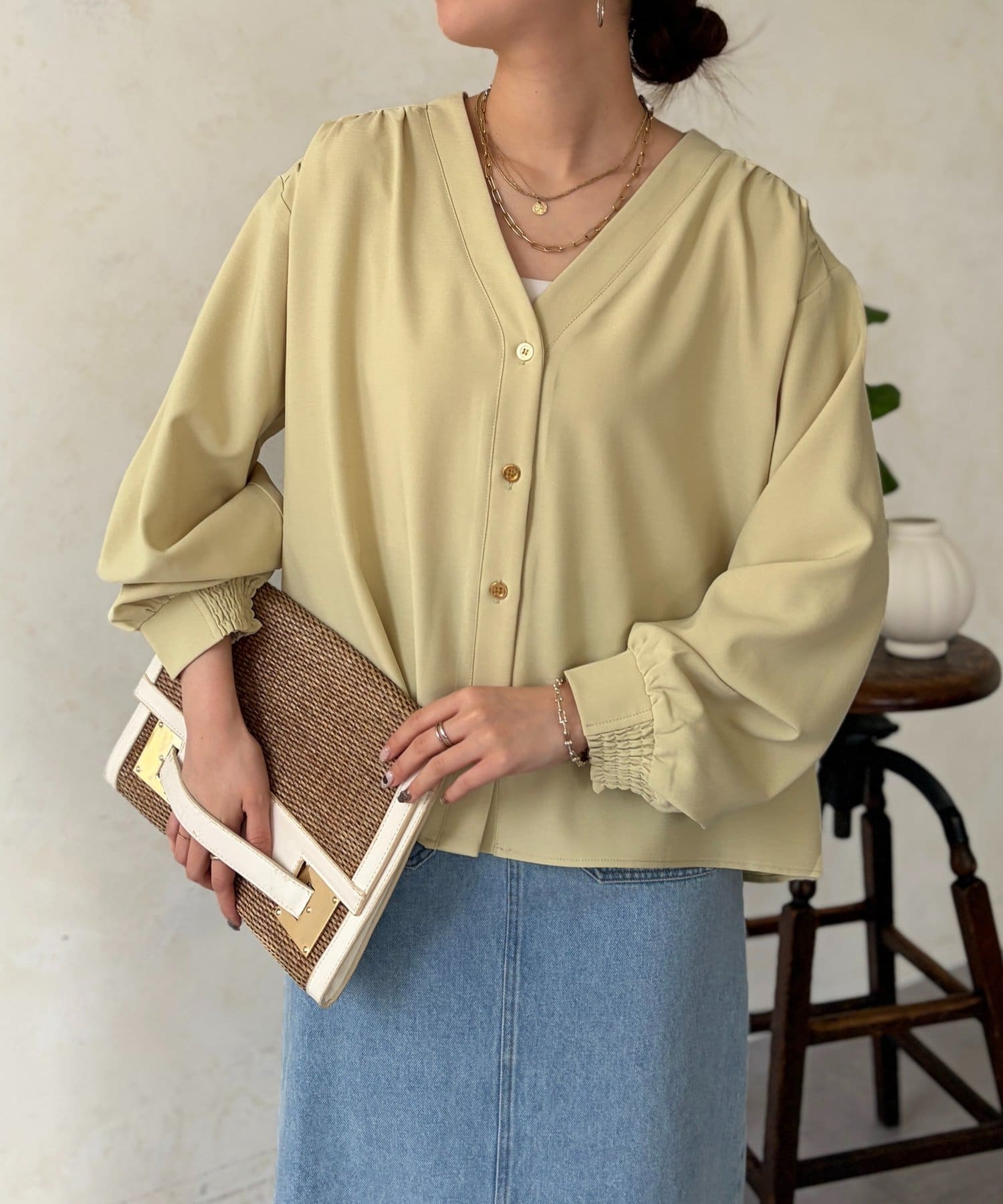 Chez toi(シェトワ) 着流しシャツカーディガン