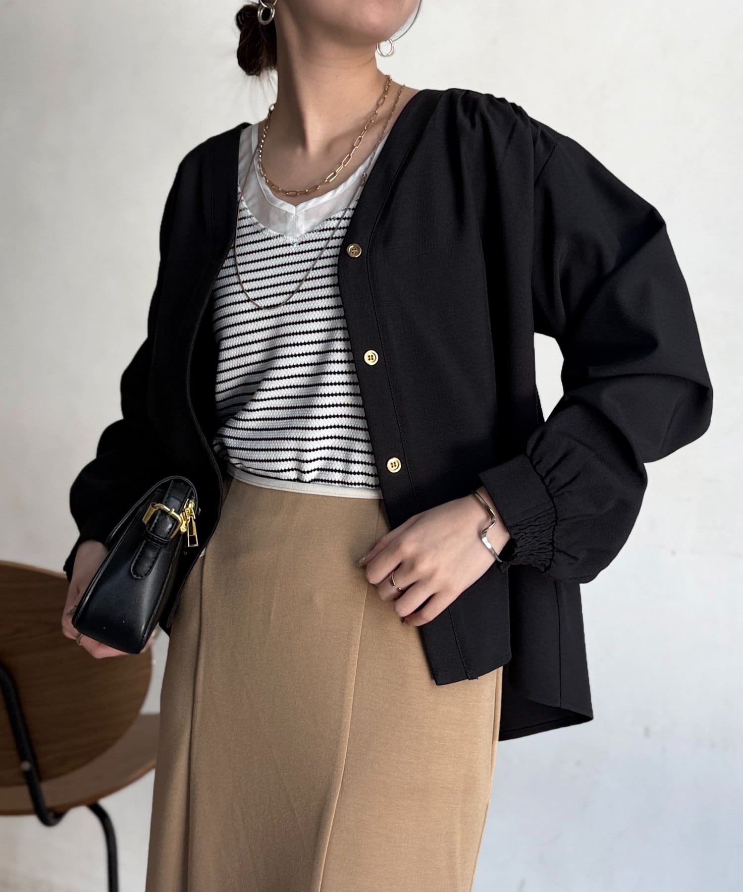 Chez toi(シェトワ) 着流しシャツカーディガン