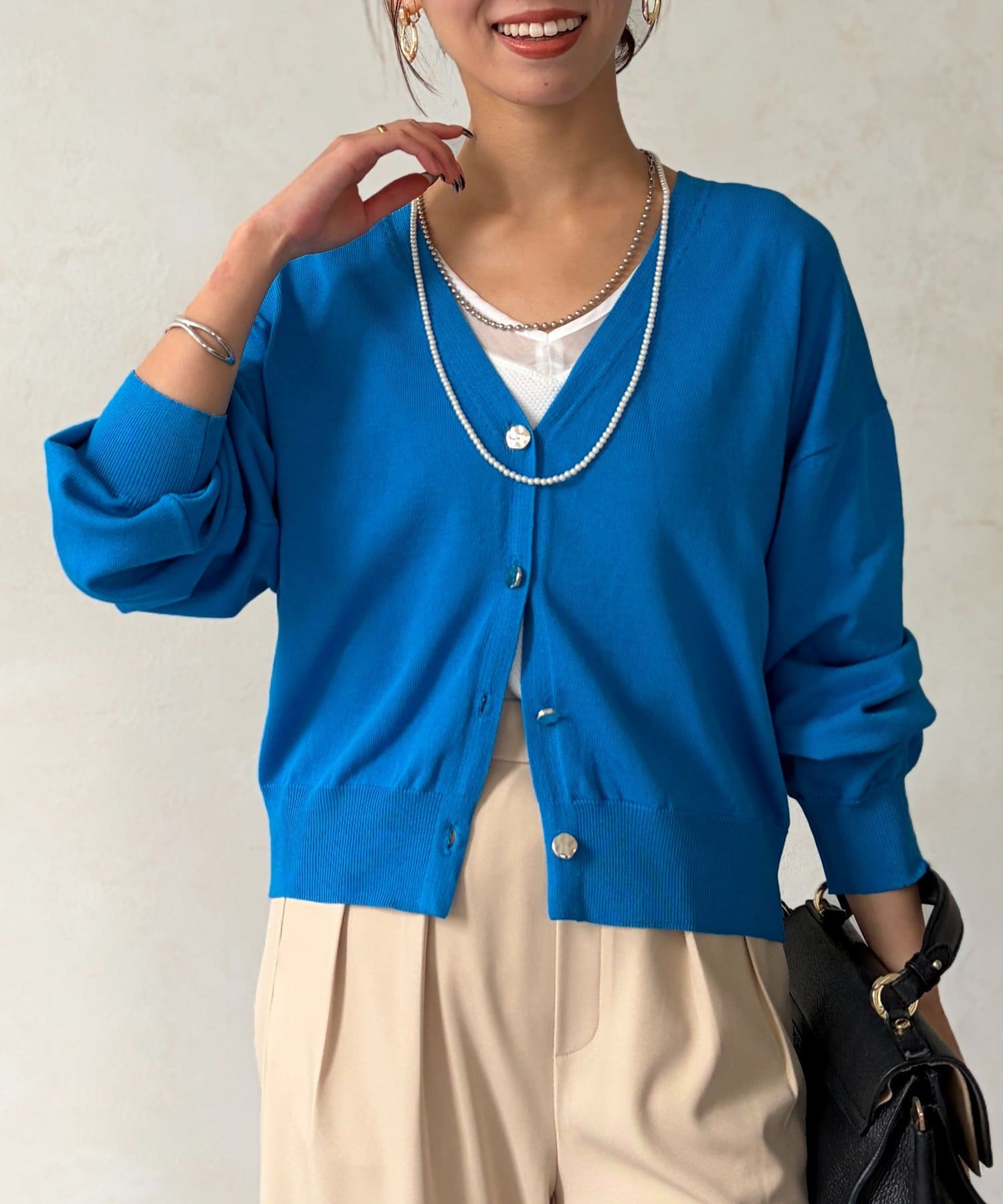 Chez toi(シェトワ) ニュアンスボタン長袖ニットカーディガン