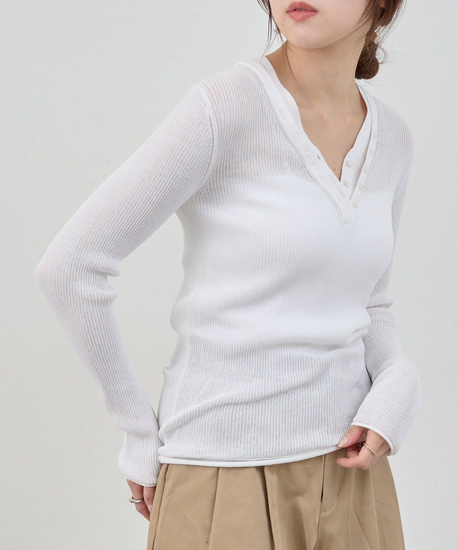 SHENERY(シーナリー) 【26SS予約】ヘンリーネックレイヤードニット