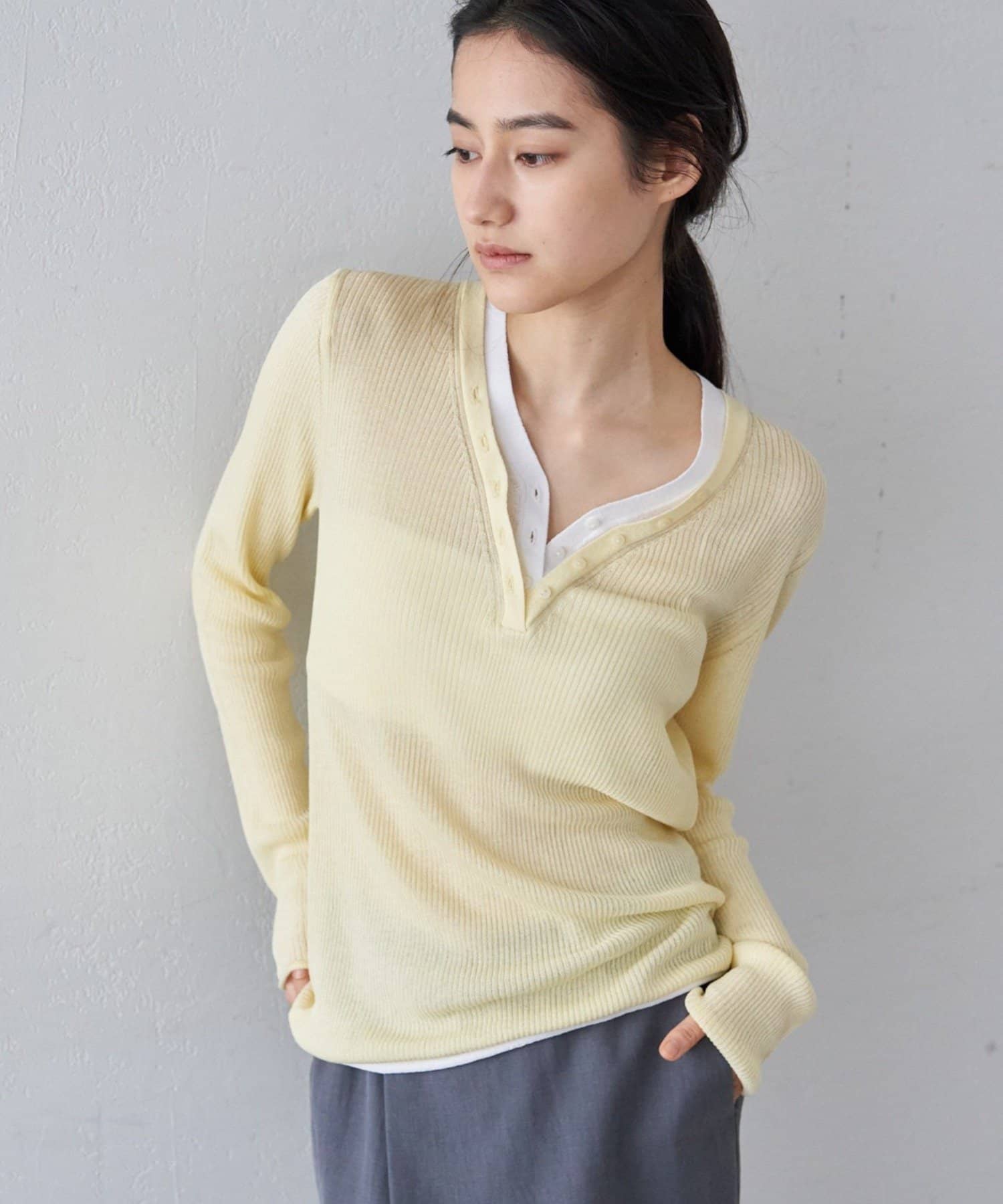 SHENERY(シーナリー) 【26SS予約】ヘンリーネックレイヤードニット