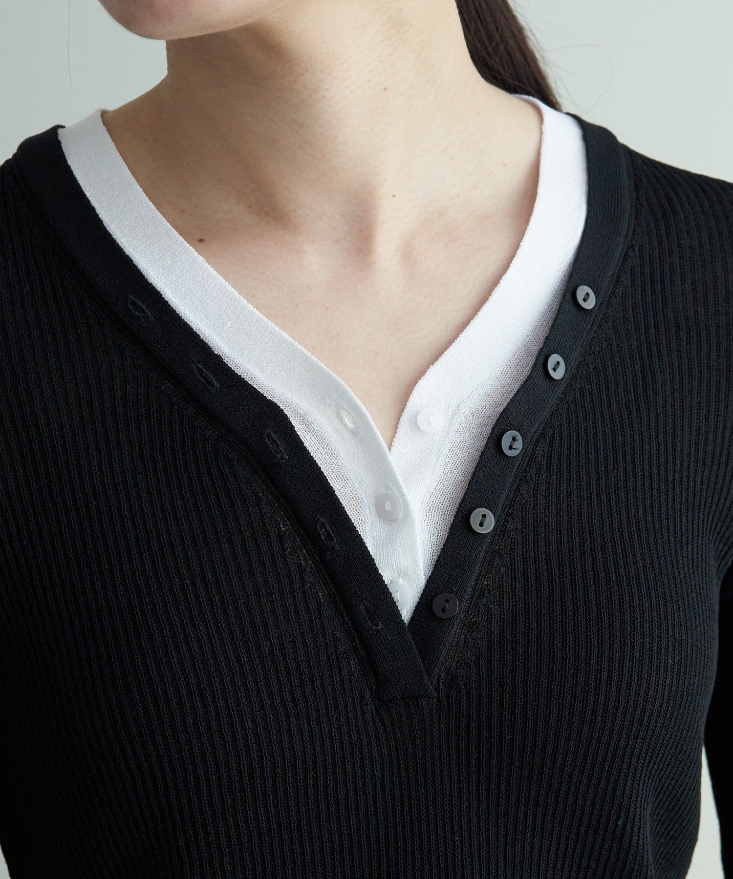 SHENERY(シーナリー) ヘンリーネックレイヤードニット