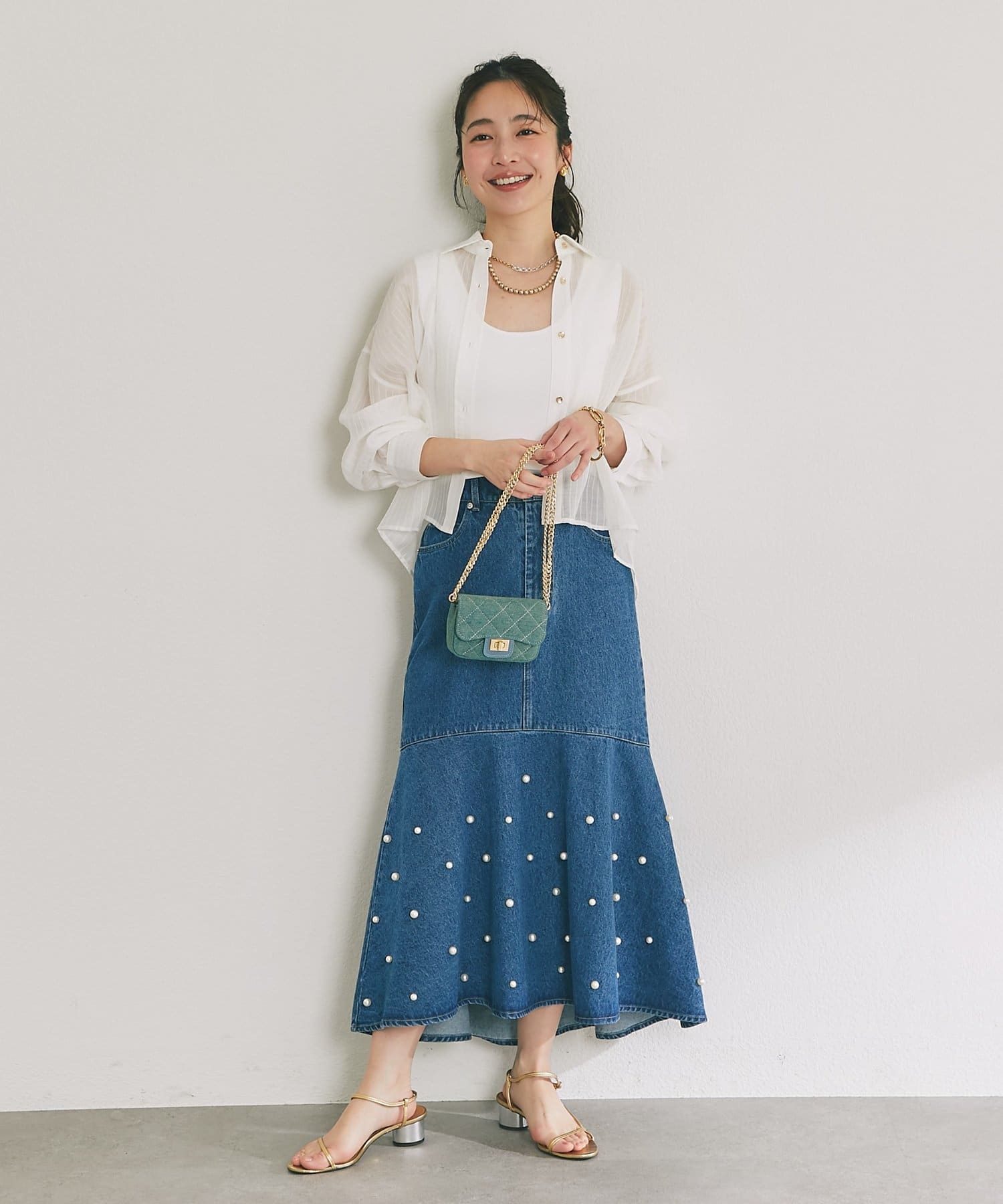 La boutique BonBon(ラブティックボンボン) オウレンティ/ミニデニムキルティングチェーンバッグ