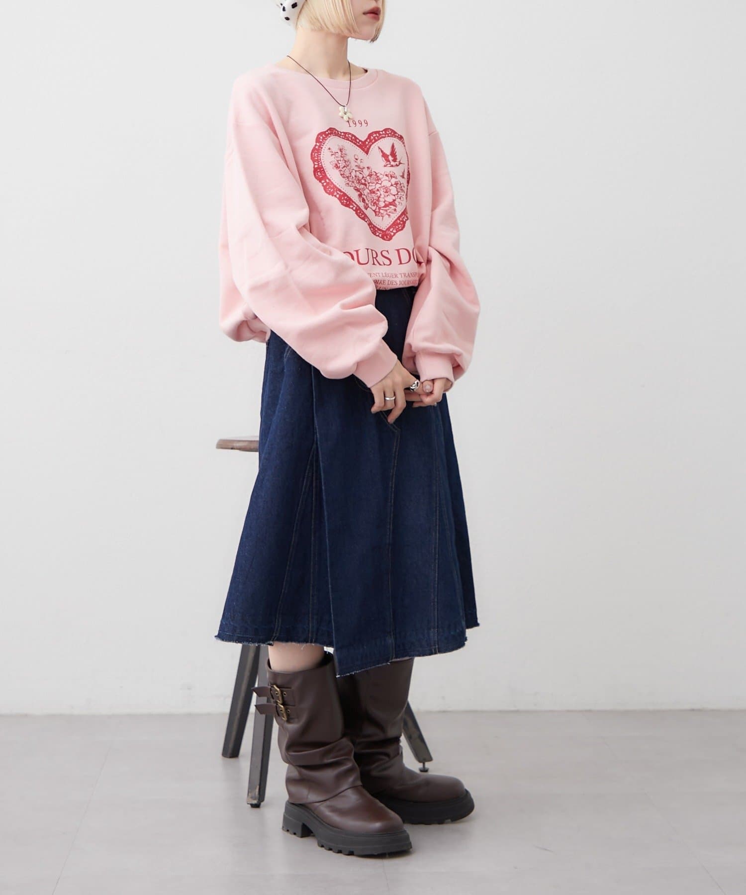 w closet(ダブルクローゼット) ハートロゴスウェット