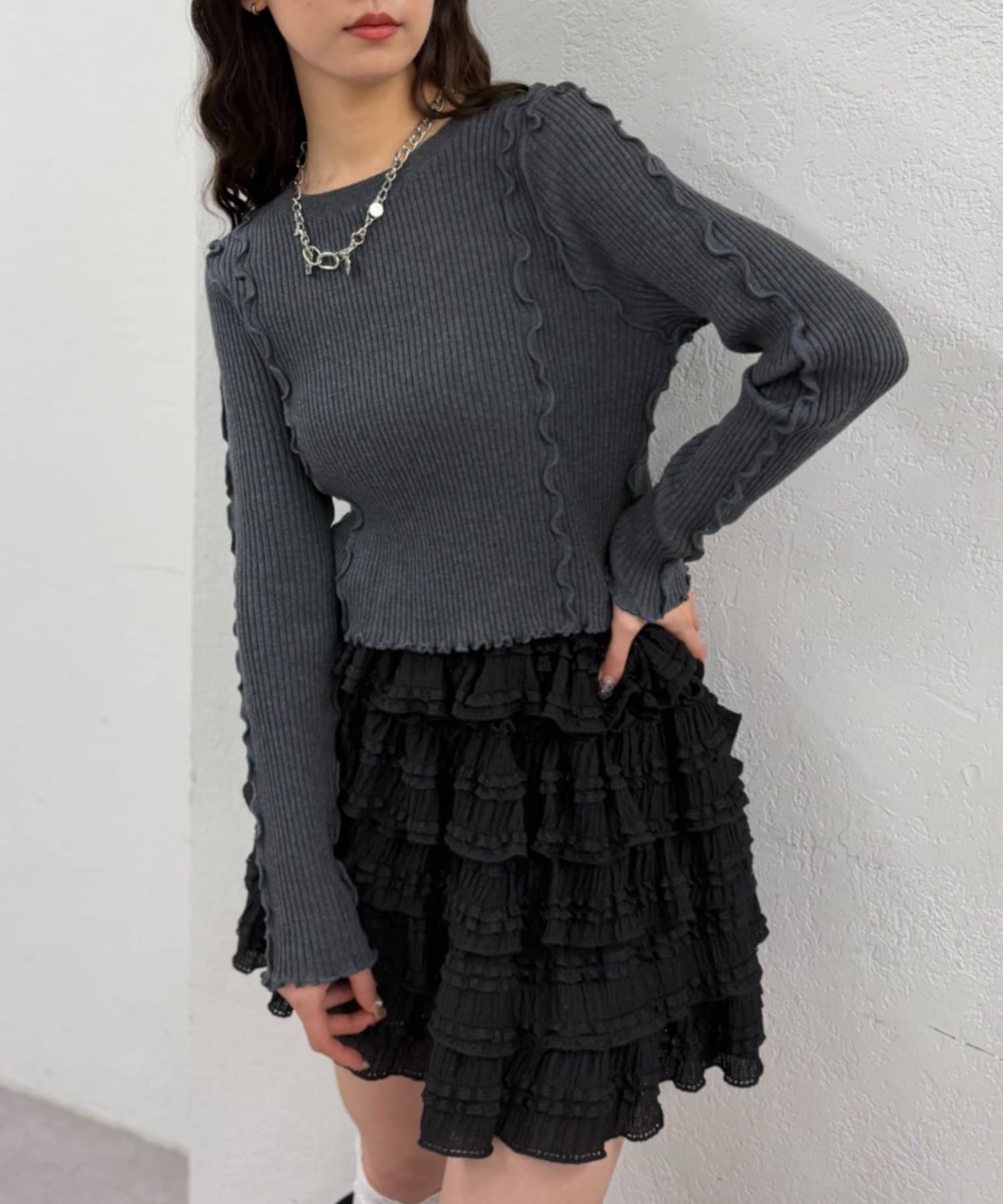 w closet(ダブルクローゼット) メローリブニット