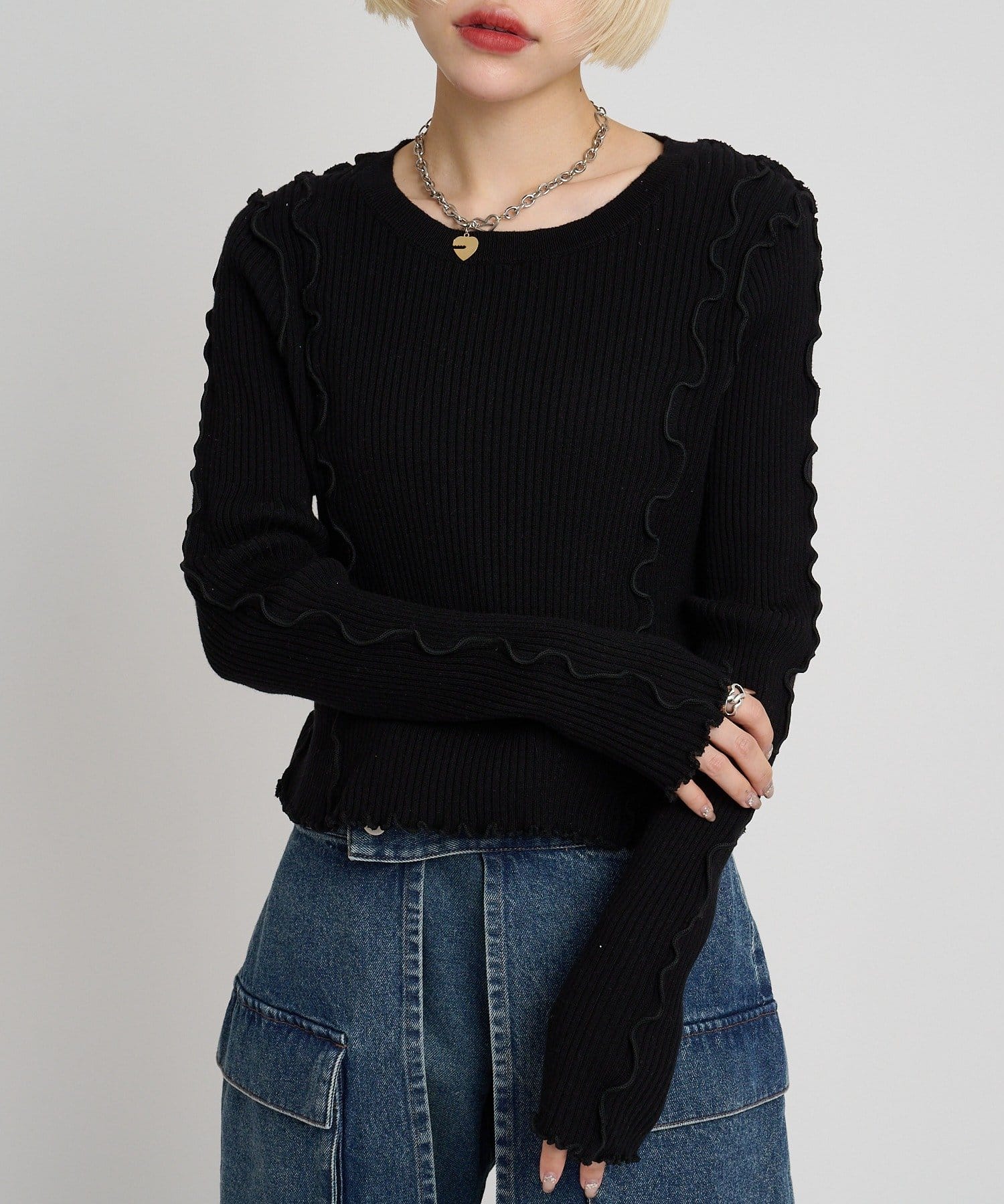 w closet(ダブルクローゼット) メローリブニット