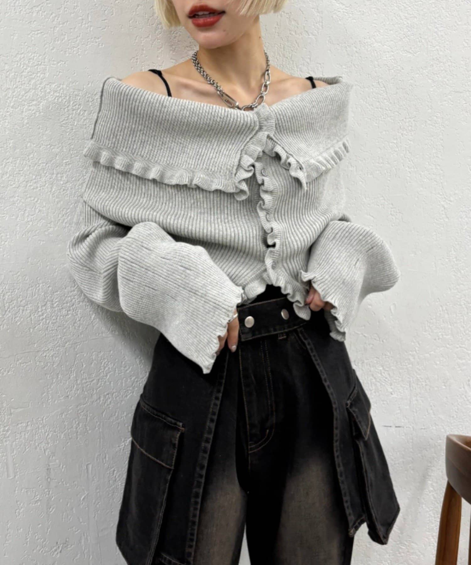 w closet(ダブルクローゼット) マルチWAYフリルカーディガン