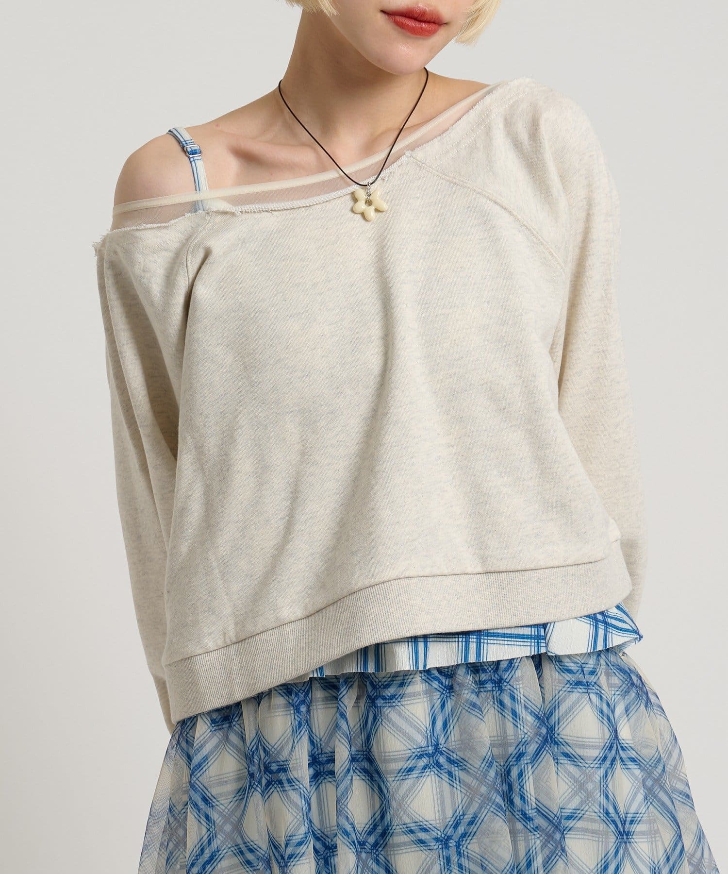 w closet(ダブルクローゼット) シアーワンショルスウェット