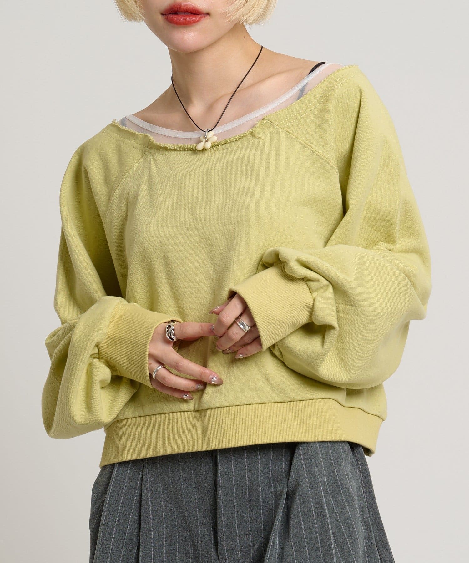 w closet(ダブルクローゼット) シアーワンショルスウェット