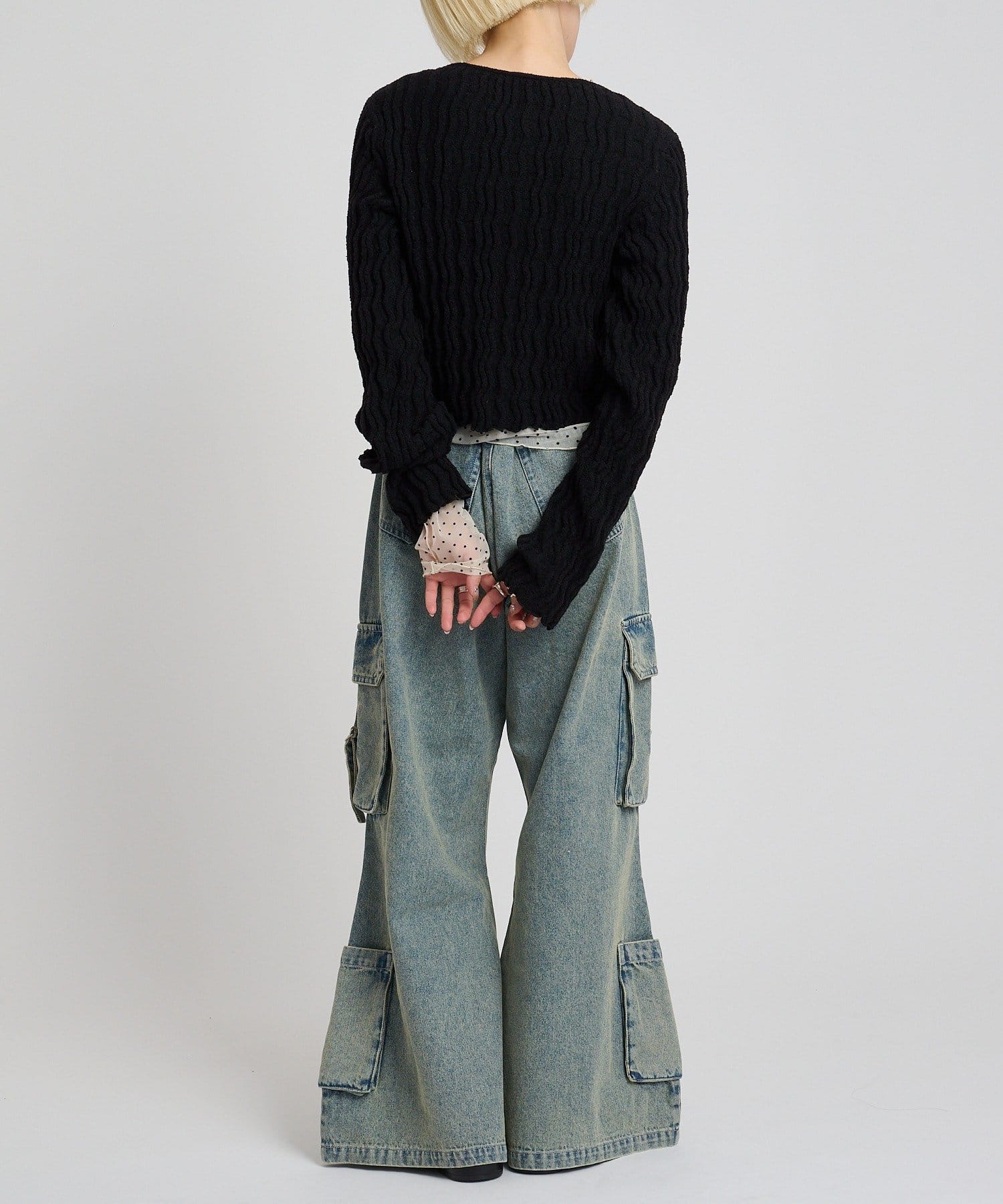 w closet(ダブルクローゼット) ブークレショートカーディガン