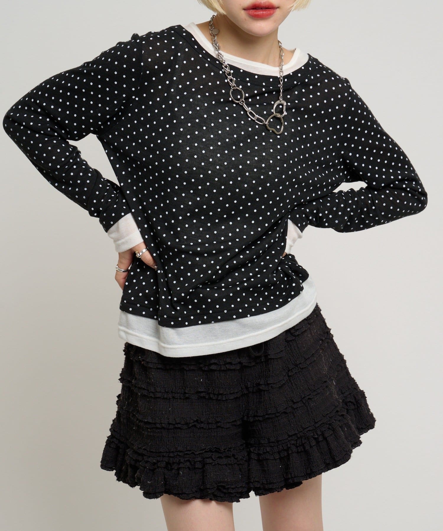 w closet(ダブルクローゼット) カラーレイヤードカットソー