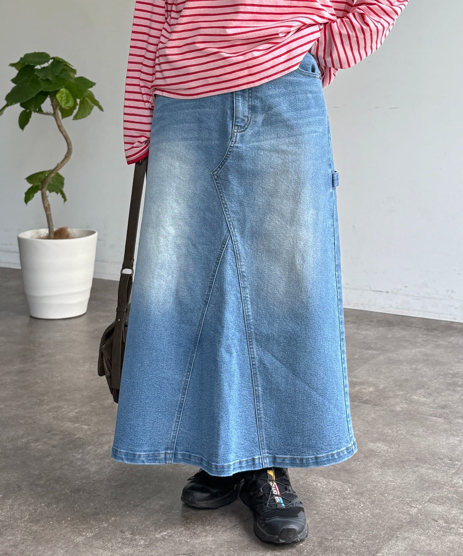 CPCM(シーピーシーエム) ストレッチデニムペインタースカート