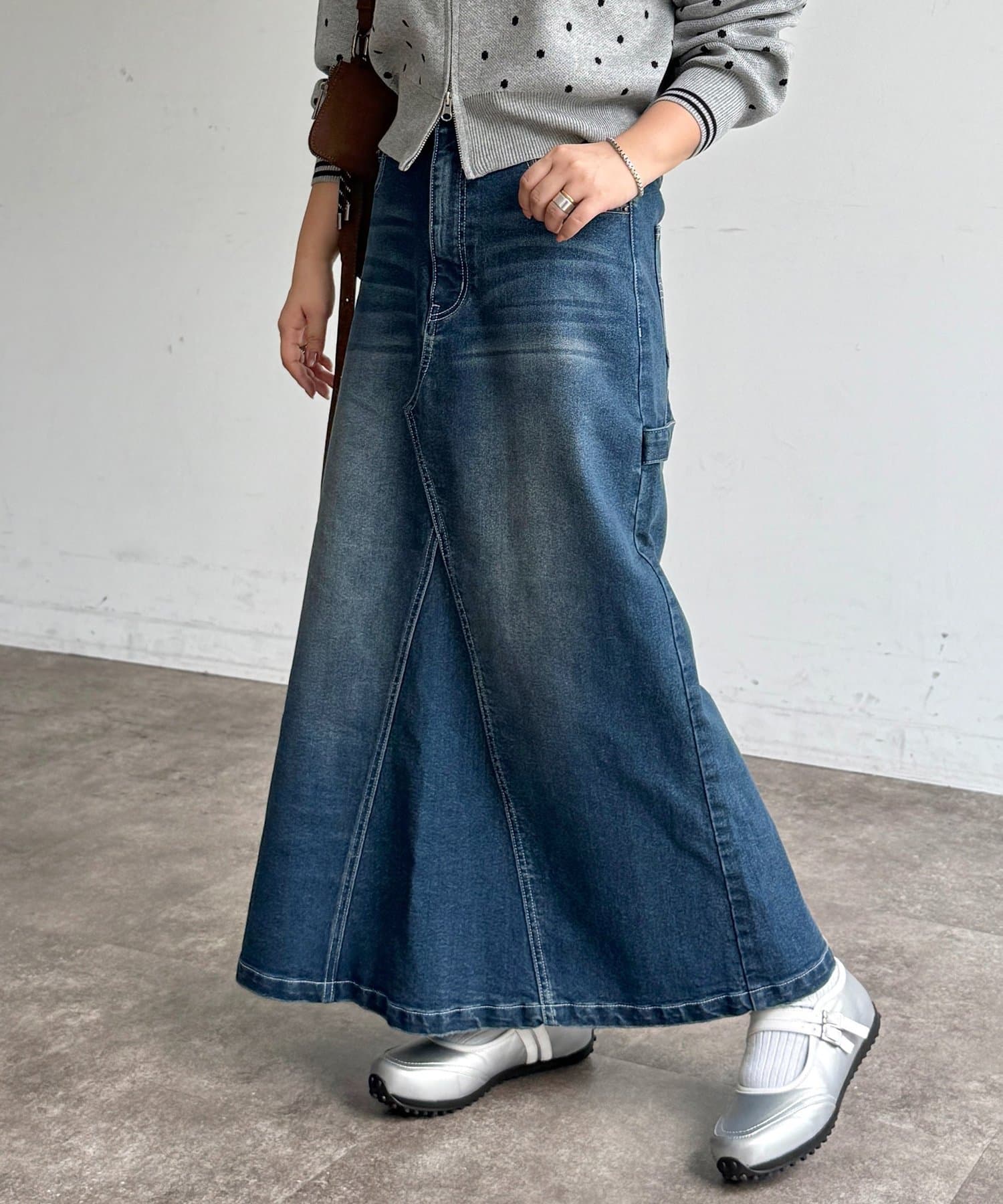 CPCM(シーピーシーエム) ストレッチデニムペインタースカート