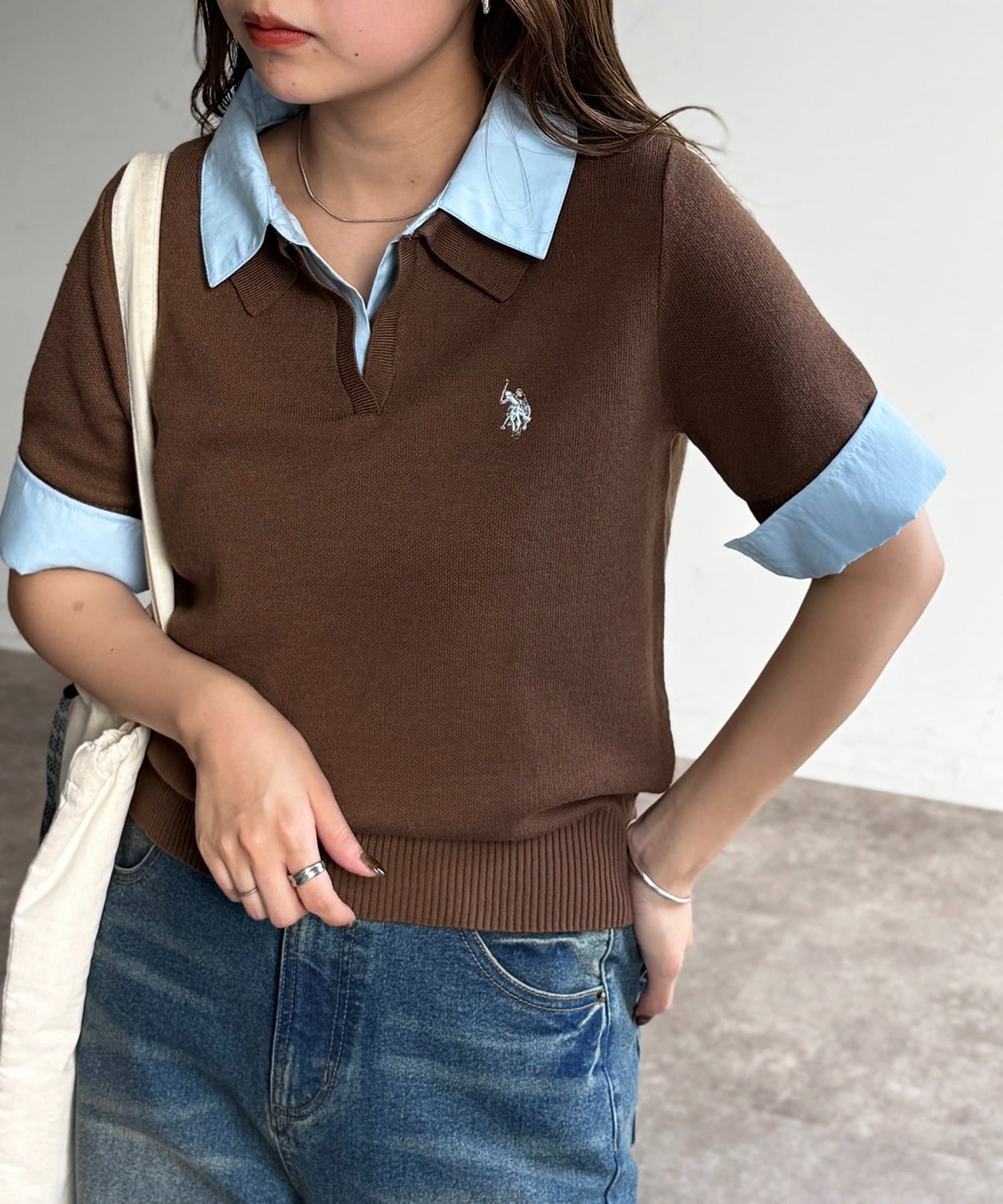 CPCM(シーピーシーエム) 【U.S. POLO ASSN.】フェイクレイヤード半袖ポロ