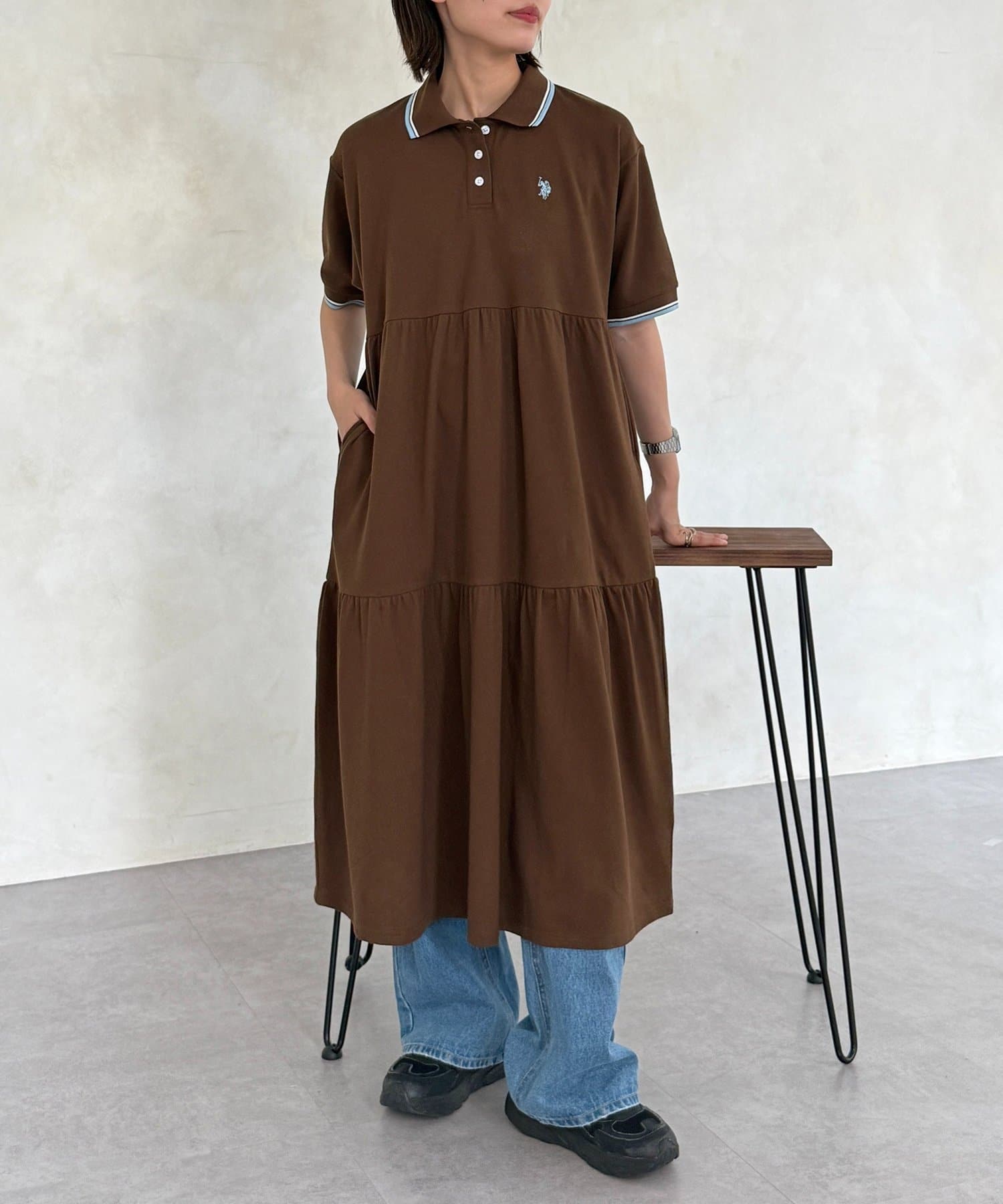 CPCM(シーピーシーエム) 【U.S. POLO ASSN.】鹿の子ポロワンピース