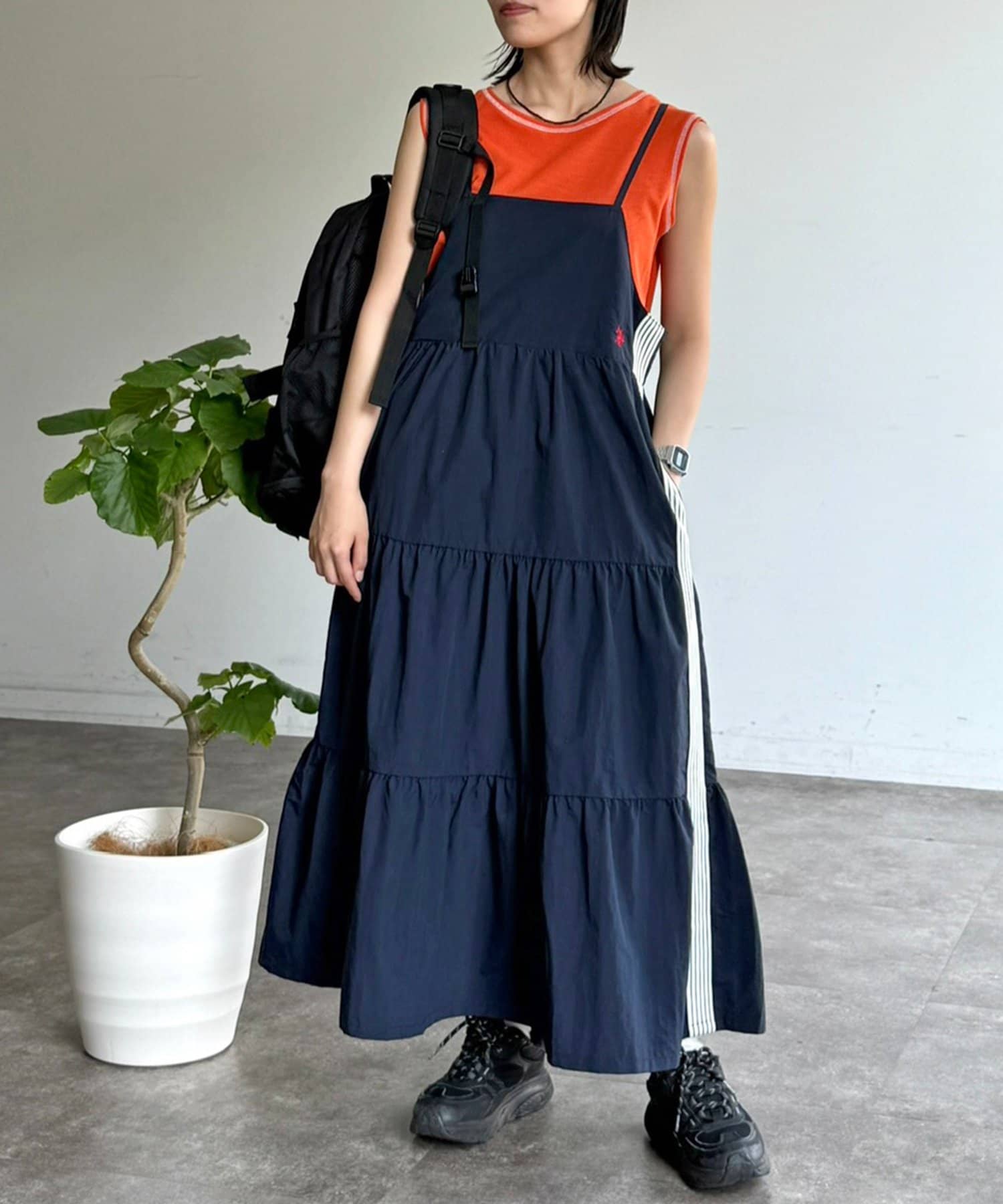 CPCM(シーピーシーエム) 【U.S. POLO ASSN】ナイロンティアードキャミワンピース