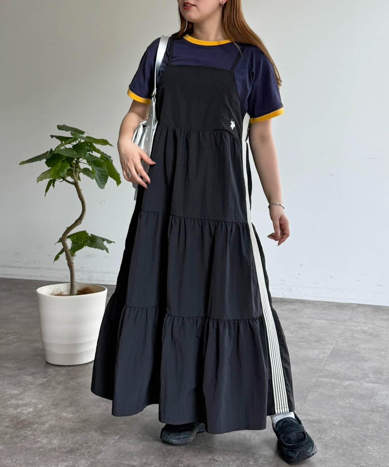 CPCM(シーピーシーエム) 【U.S. POLO ASSN】ナイロンティアードキャミワンピース