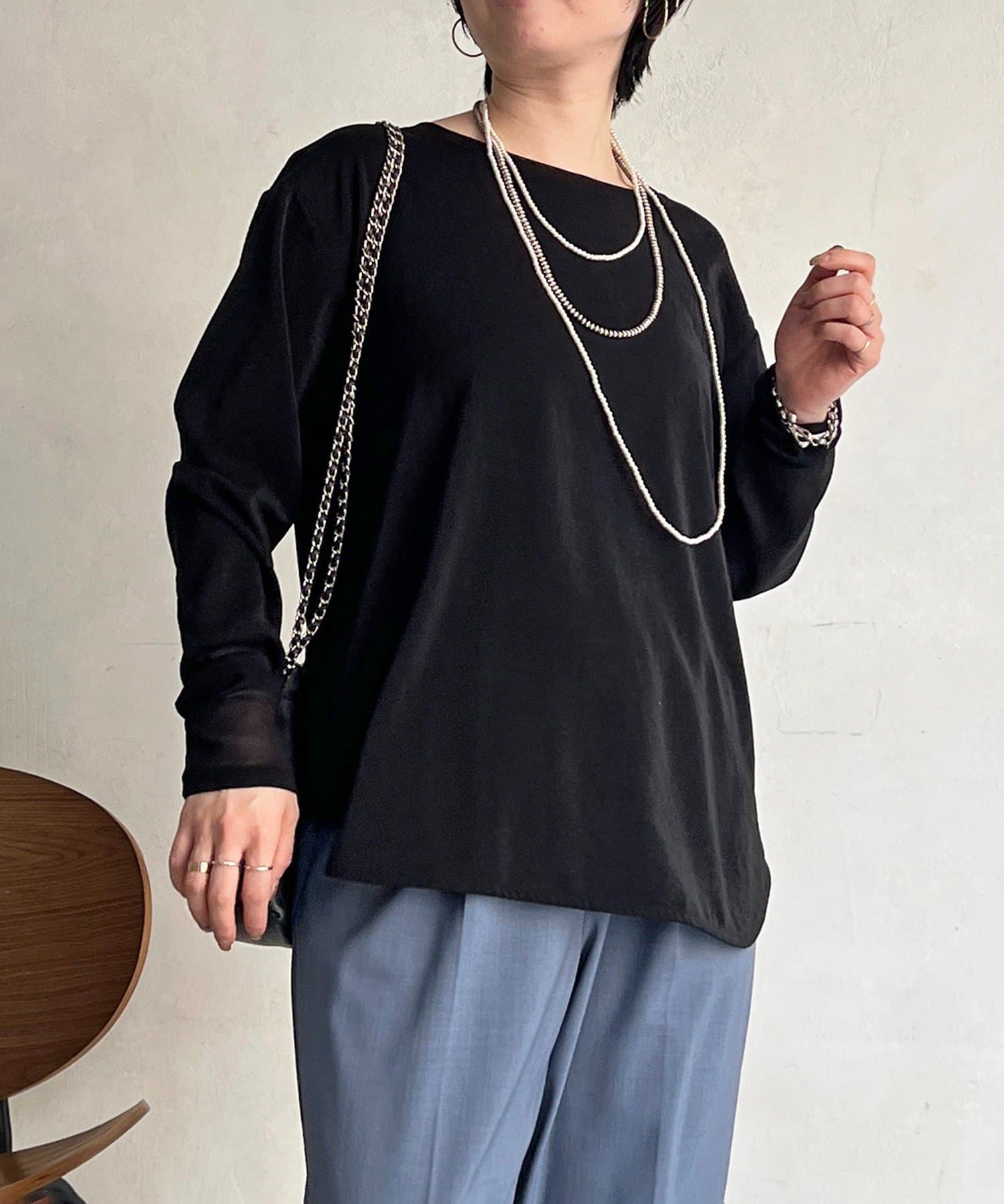 Croisiere(クロジエール) ブラウス風ロングTEE