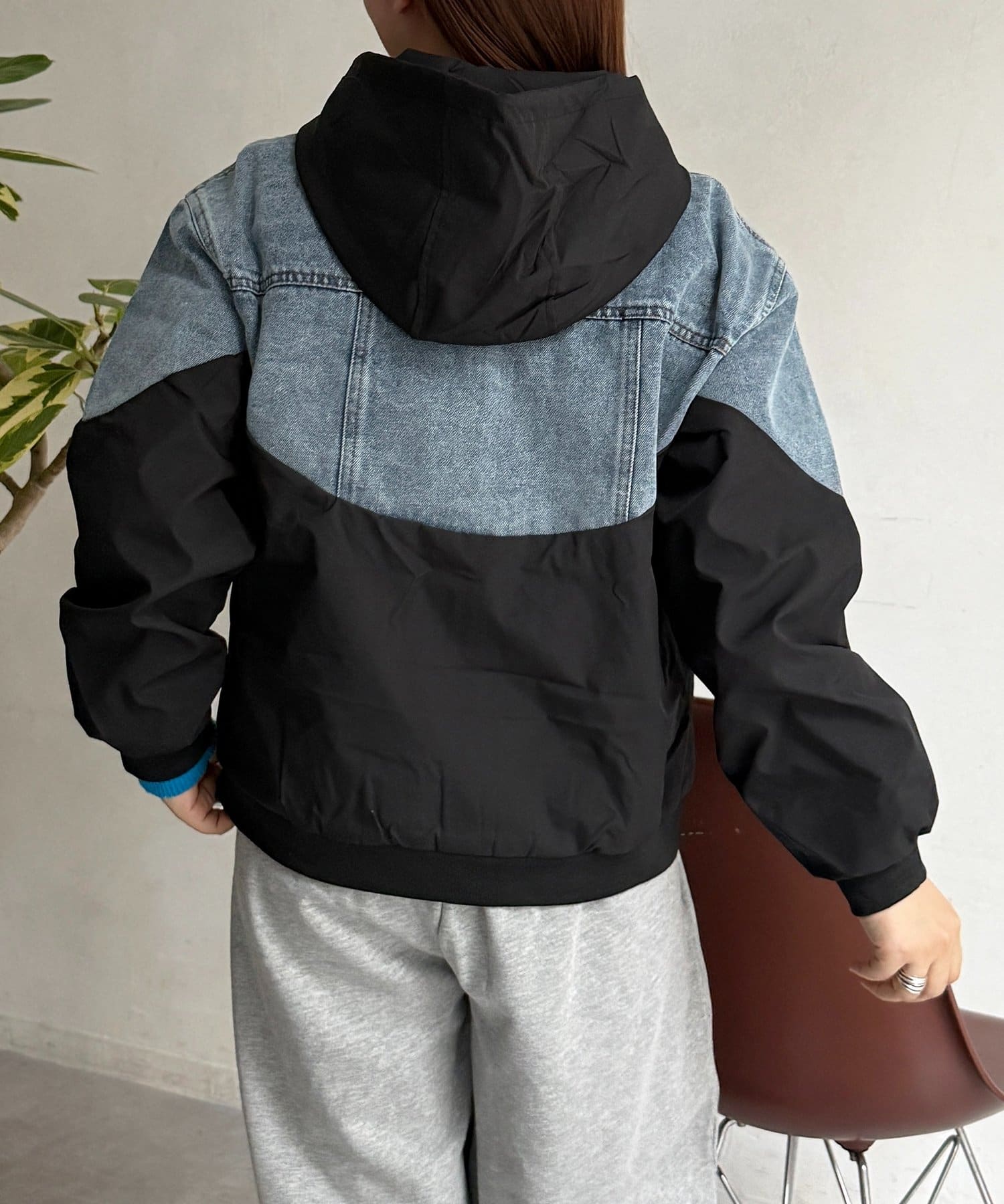 CPCM(シーピーシーエム) デニム切替フードブルゾン