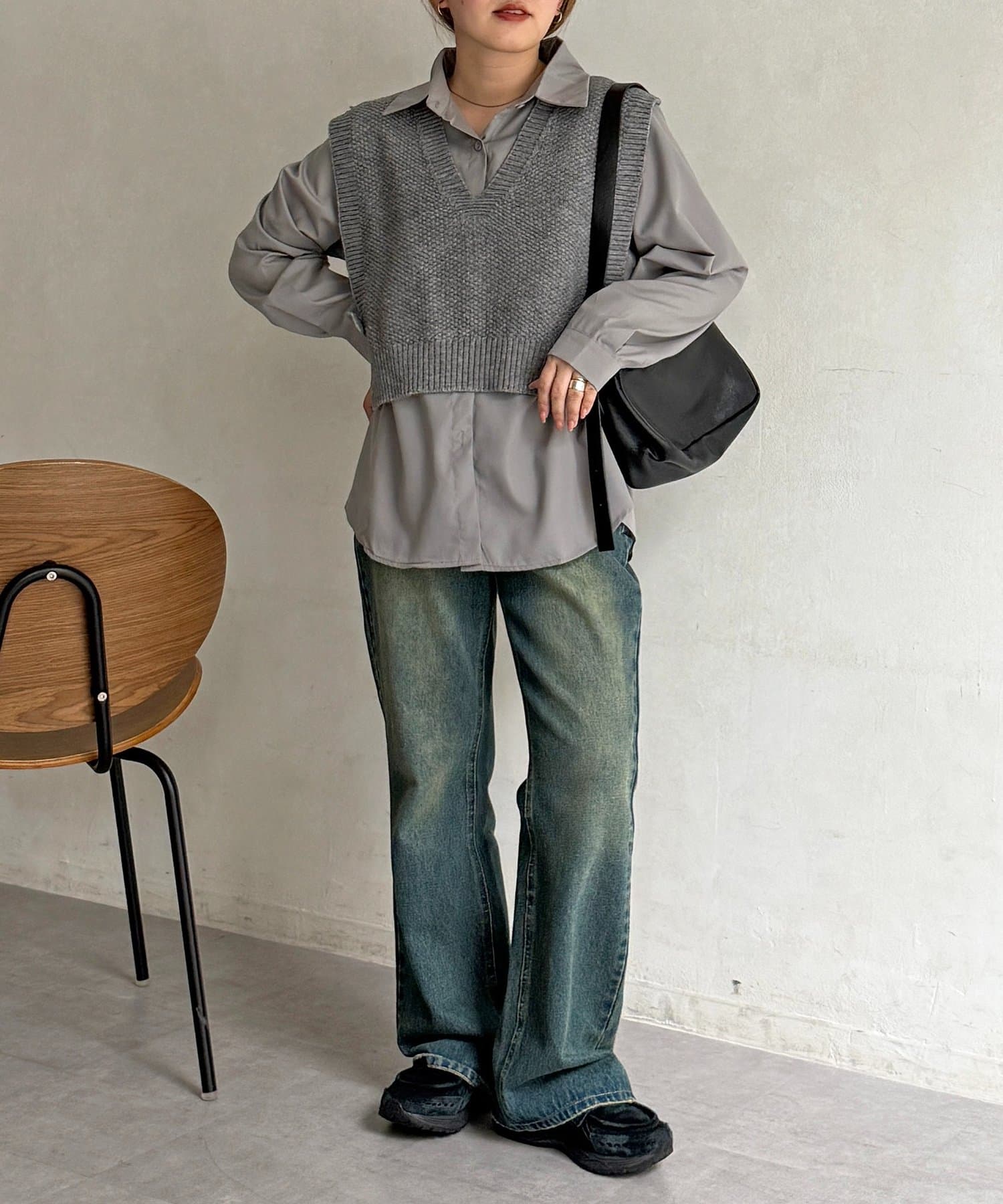 CPCM(シーピーシーエム) Vネックベストセットシャツ