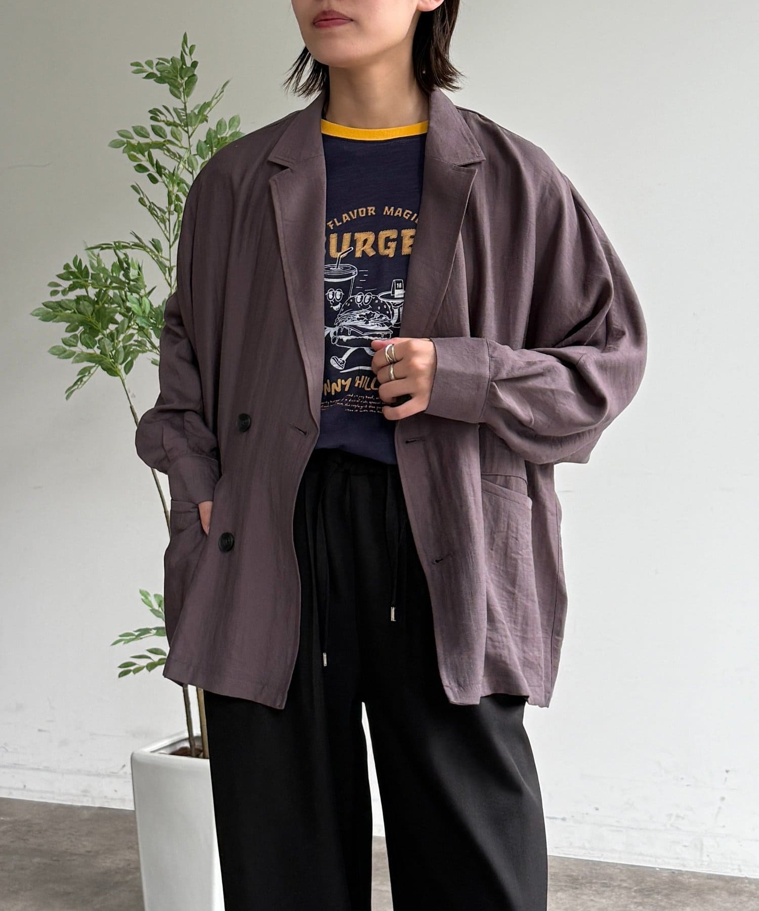 CPCM(シーピーシーエム) 麻混ドルマンテーラードジャケット