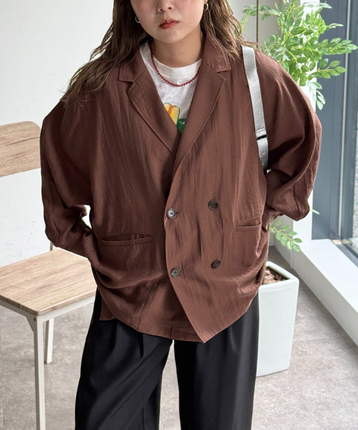 CPCM(シーピーシーエム) 麻混ドルマンテーラードジャケット