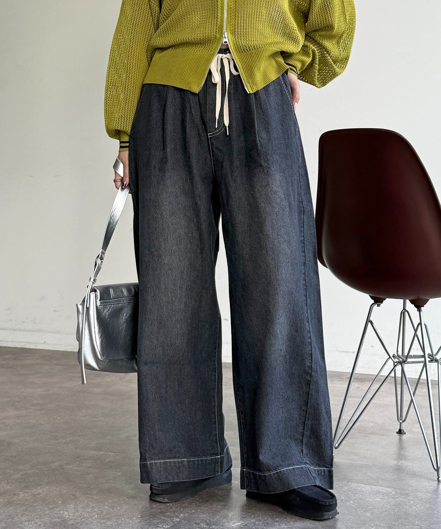 CPCM(シーピーシーエム) 麻混デニムイージーパンツ