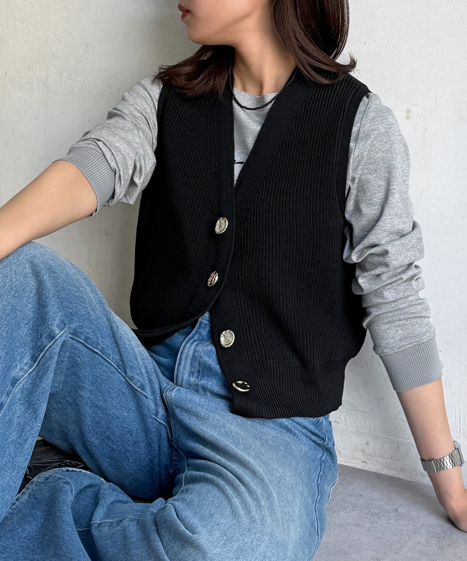 CPCM(シーピーシーエム) メタル釦コンパクトベスト