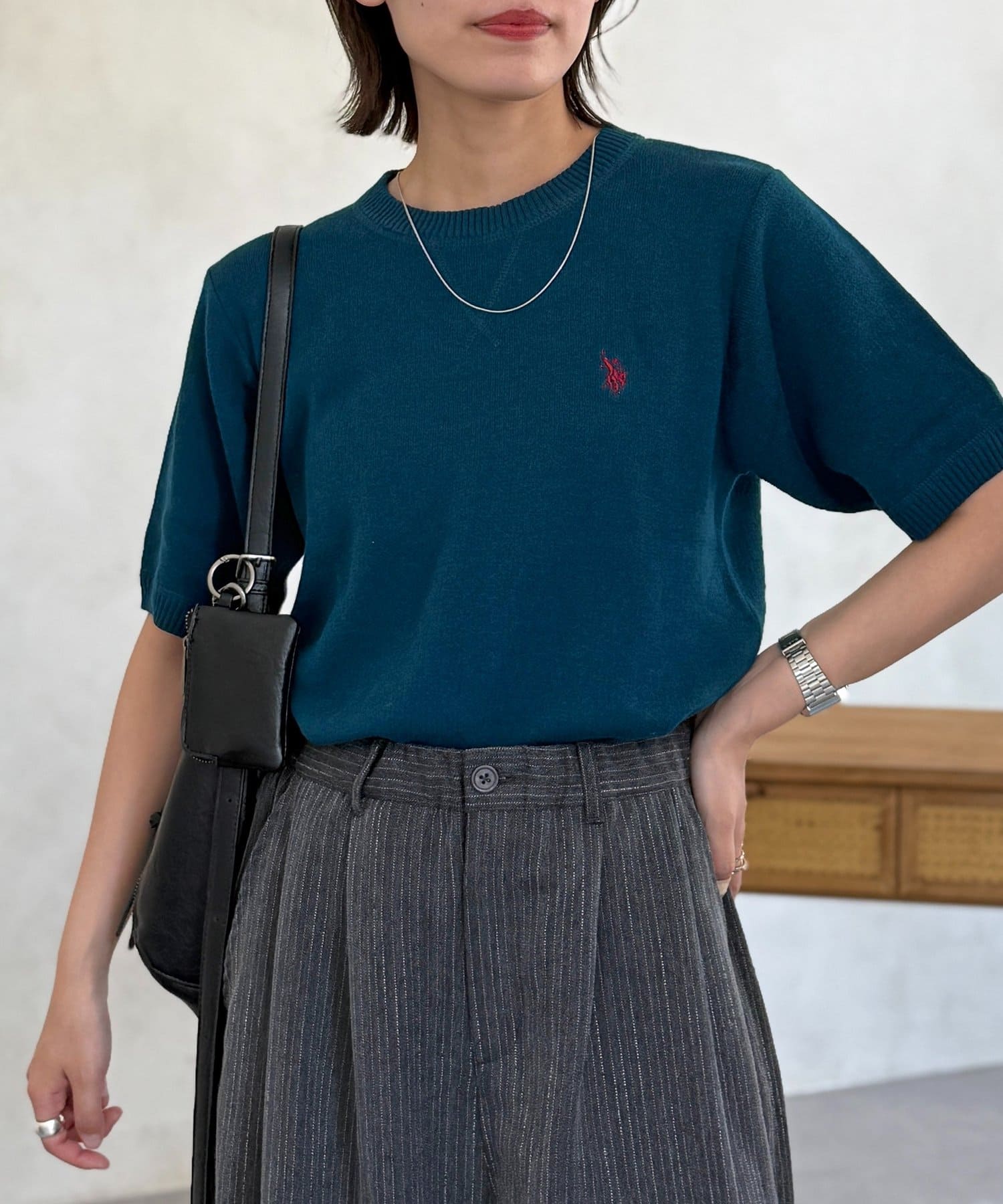 CPCM(シーピーシーエム) 【U.S. POLO ASSN.】スウェットライク半袖ニット