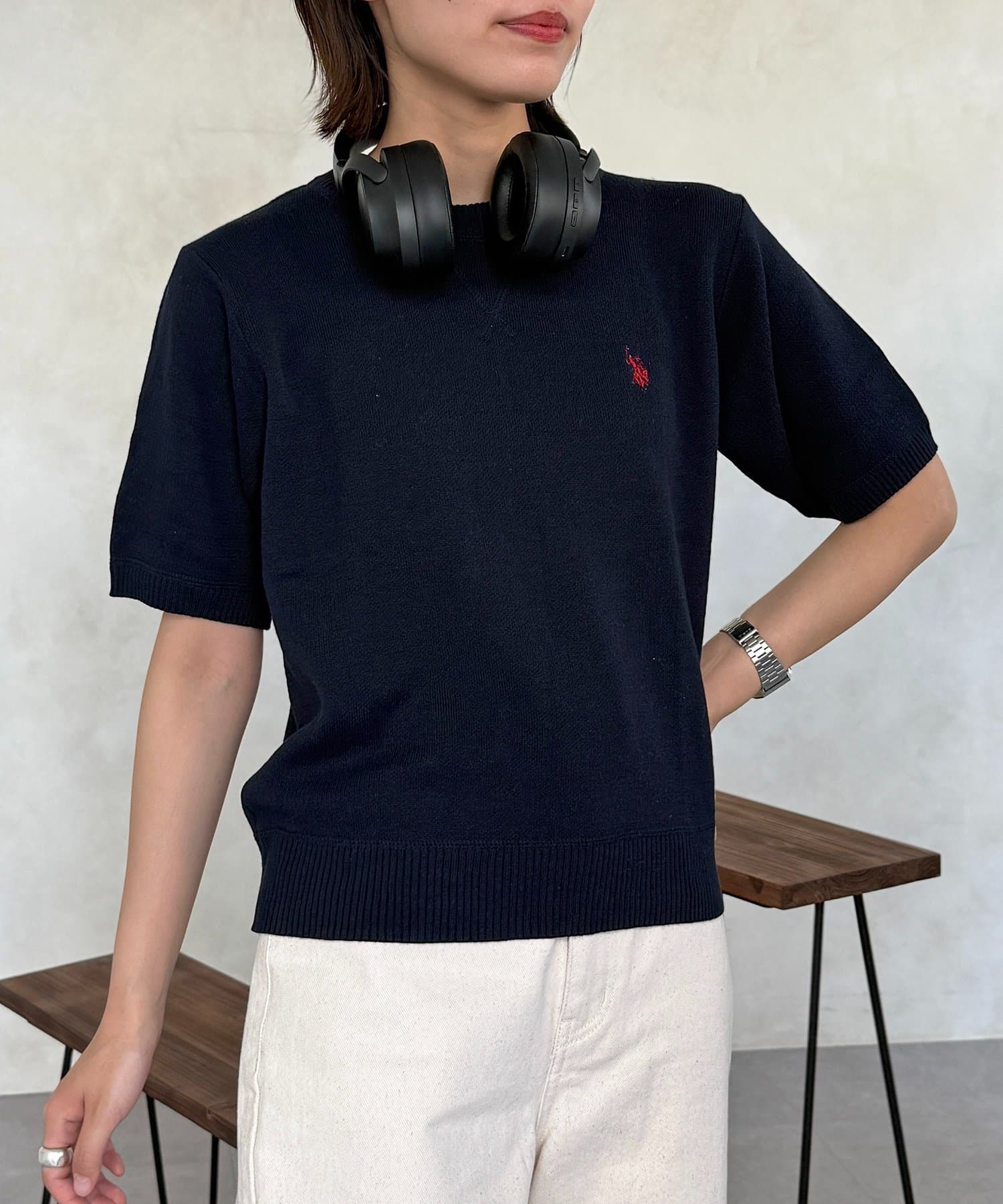 CPCM(シーピーシーエム) 【U.S. POLO ASSN.】スウェットライク半袖ニット