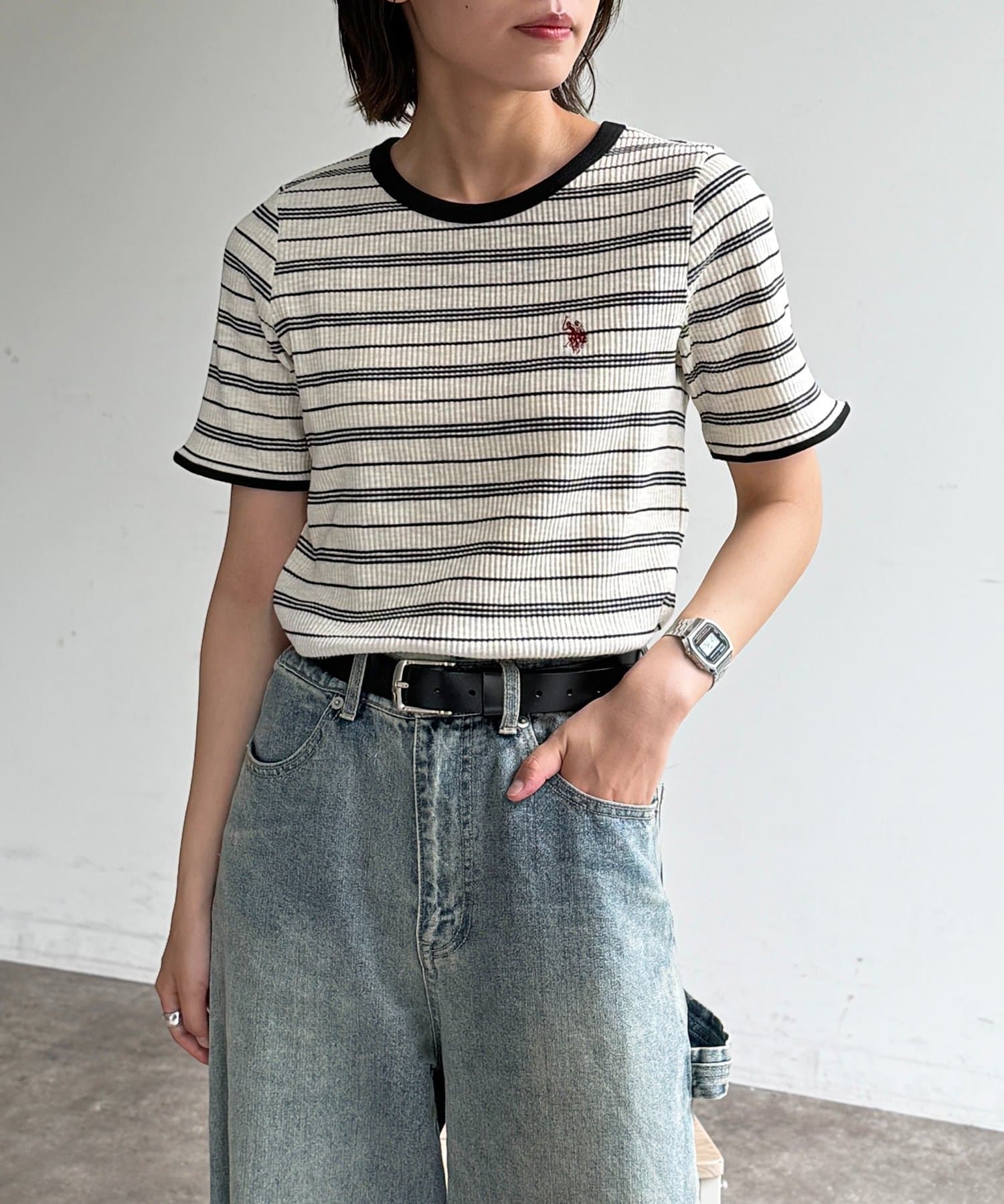 CPCM(シーピーシーエム) 【U.S. POLO ASSN. 】クルーネック半袖リブT