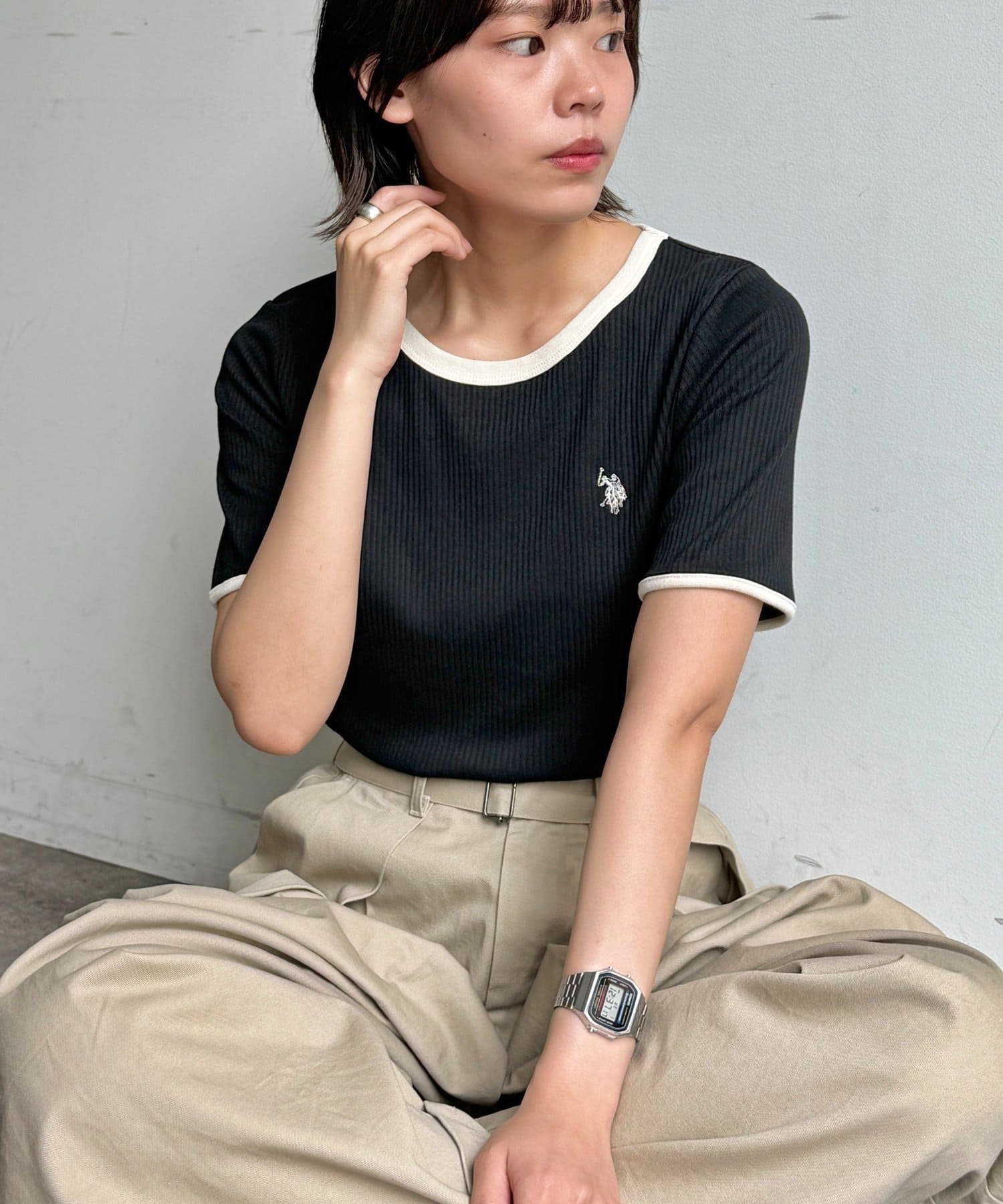 CPCM(シーピーシーエム) 【U.S. POLO ASSN. 】クルーネック半袖リブT