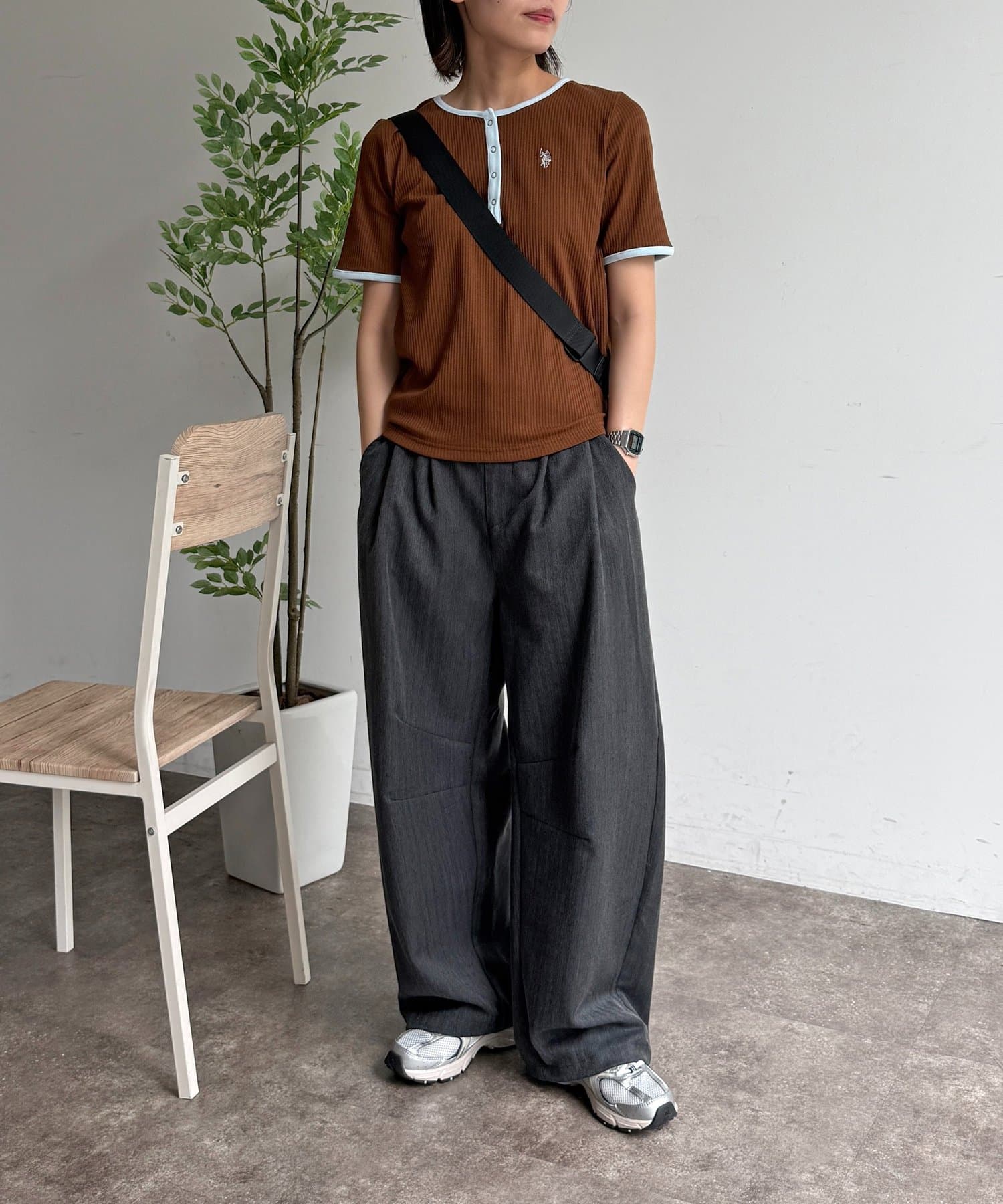 CPCM(シーピーシーエム) 【U.S. POLO ASSN. 】ヘンリーネックリブ半袖T