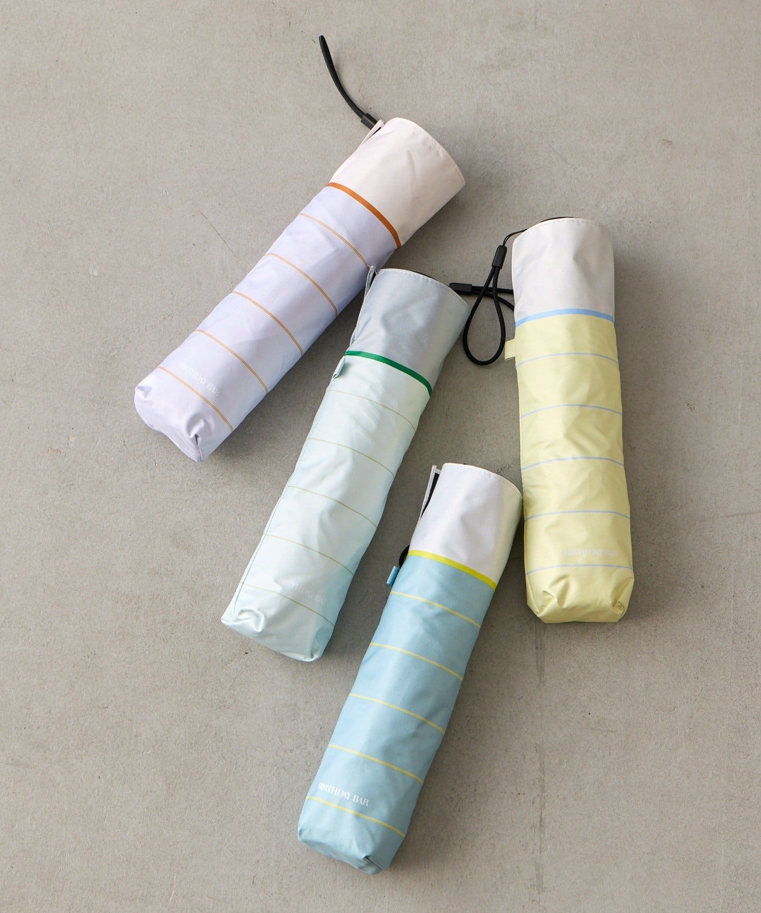 BIRTHDAY BAR(バースデイバー) ≪BIRTHDAY BARオリジナル≫　晴雨兼用リペットストライプ折り畳み傘