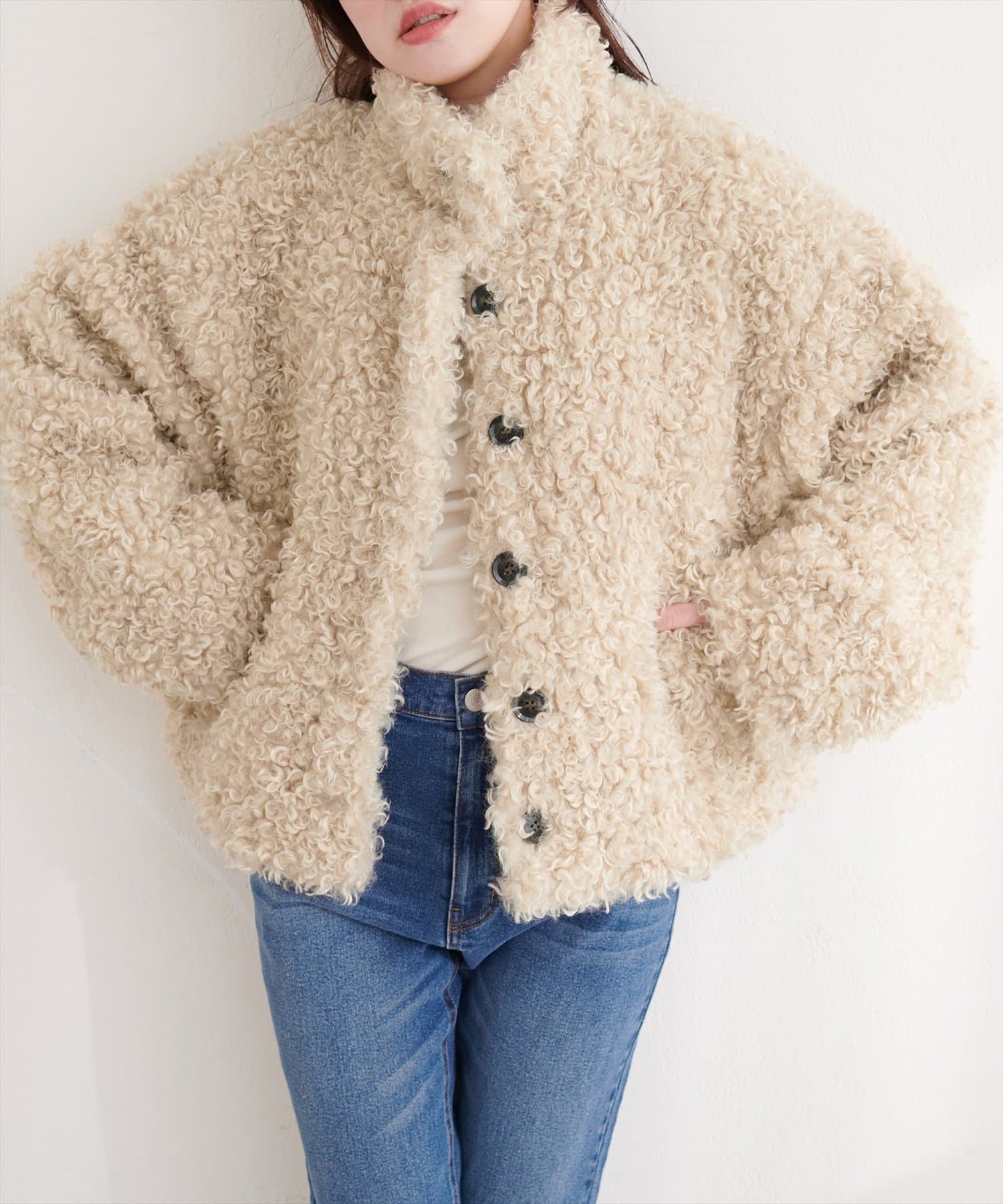 natural couture(ナチュラルクチュール) プードルファーミドルジャケット