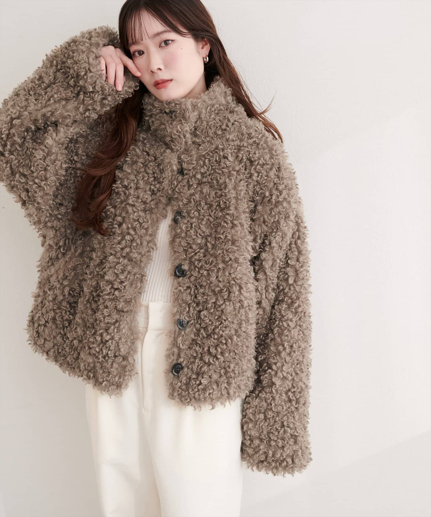 natural couture(ナチュラルクチュール) プードルファーミドルジャケット