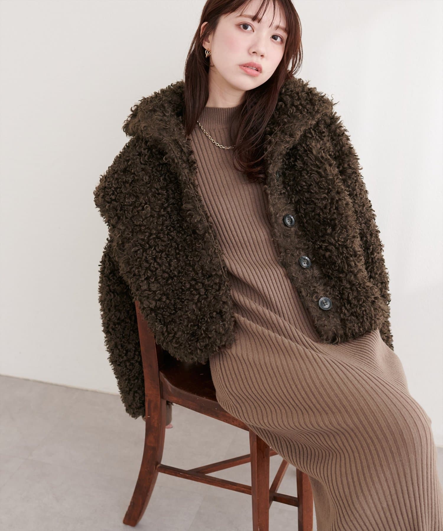 natural couture(ナチュラルクチュール) プードルファーミドルジャケット