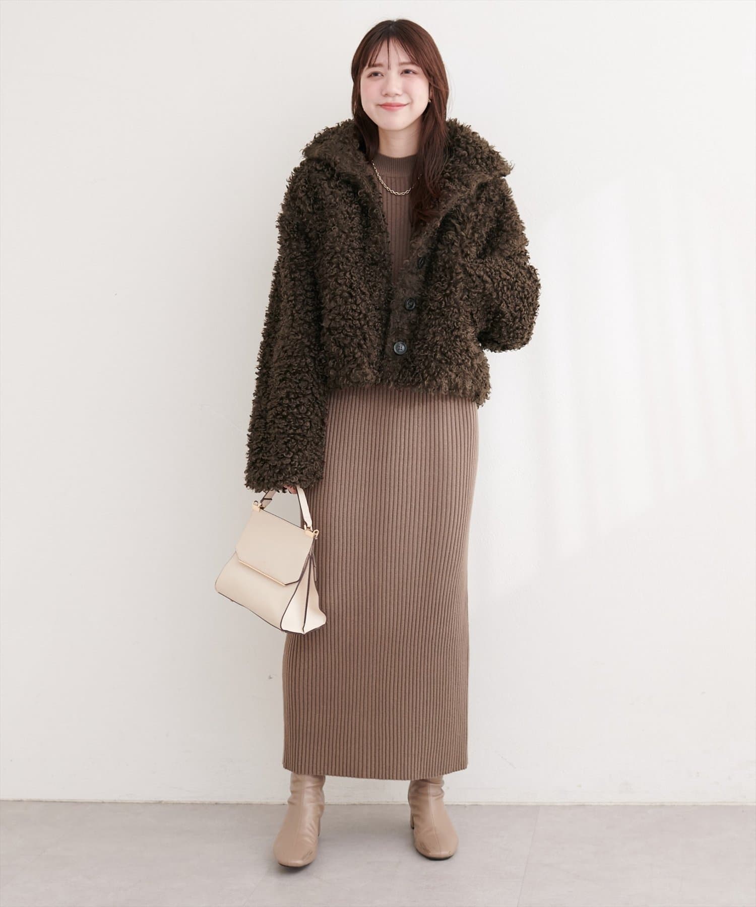 natural couture(ナチュラルクチュール) プードルファーミドルジャケット