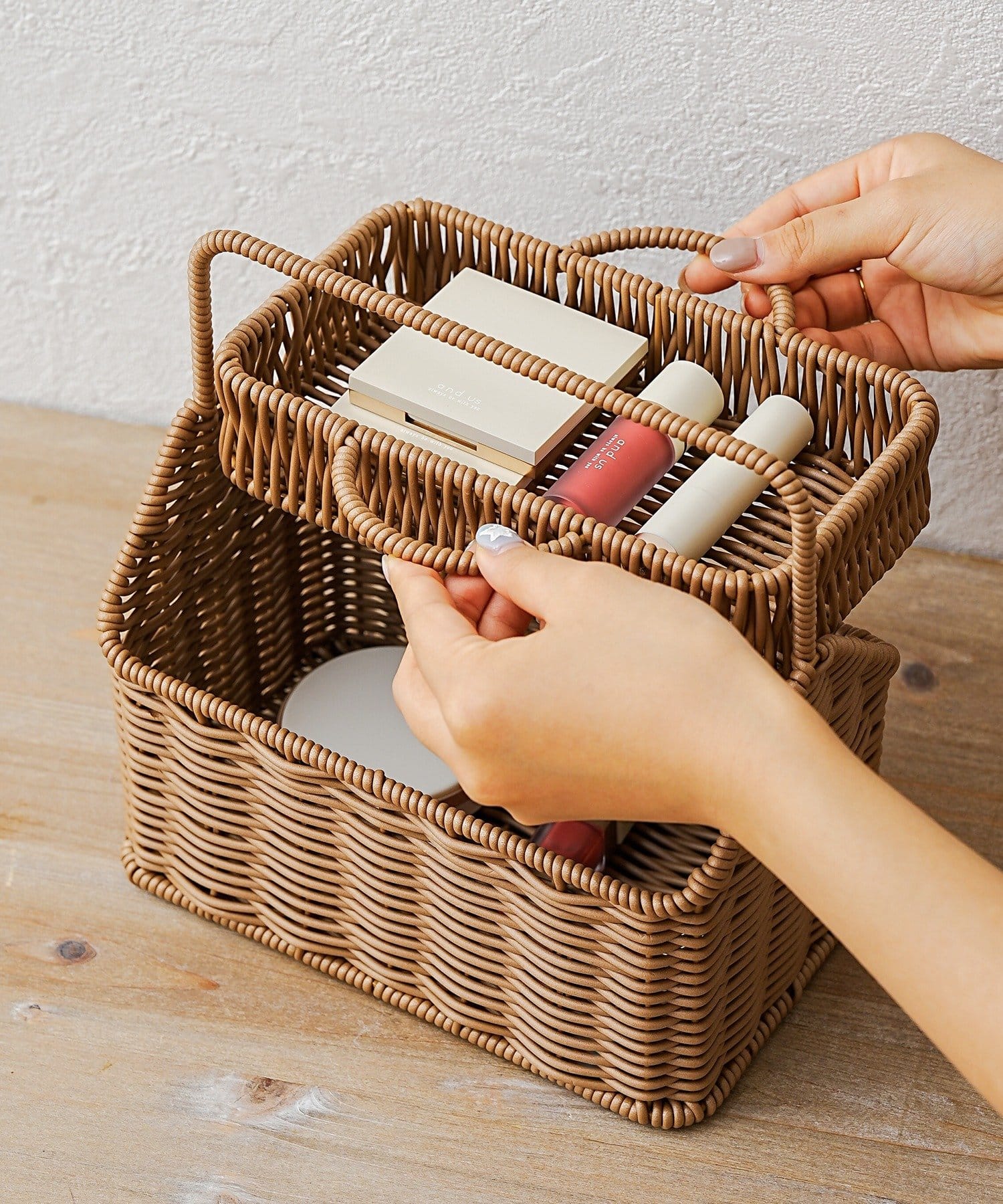 3COINS(スリーコインズ) PPラタントレー付きメイクケース／and us