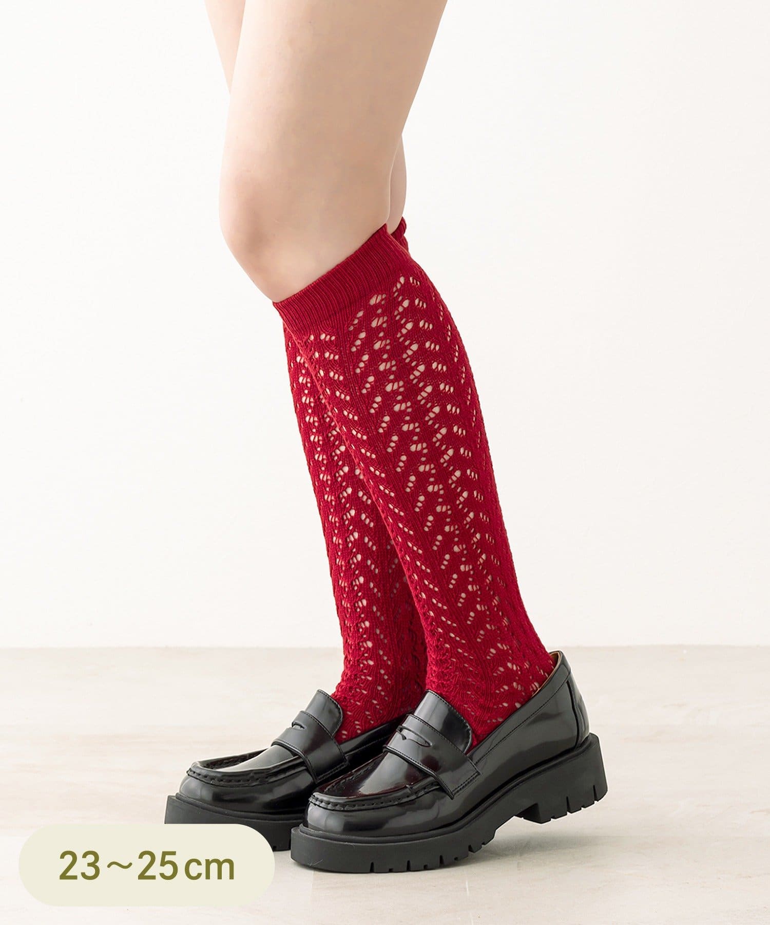 3COINS(スリーコインズ) レース編みハイソックス