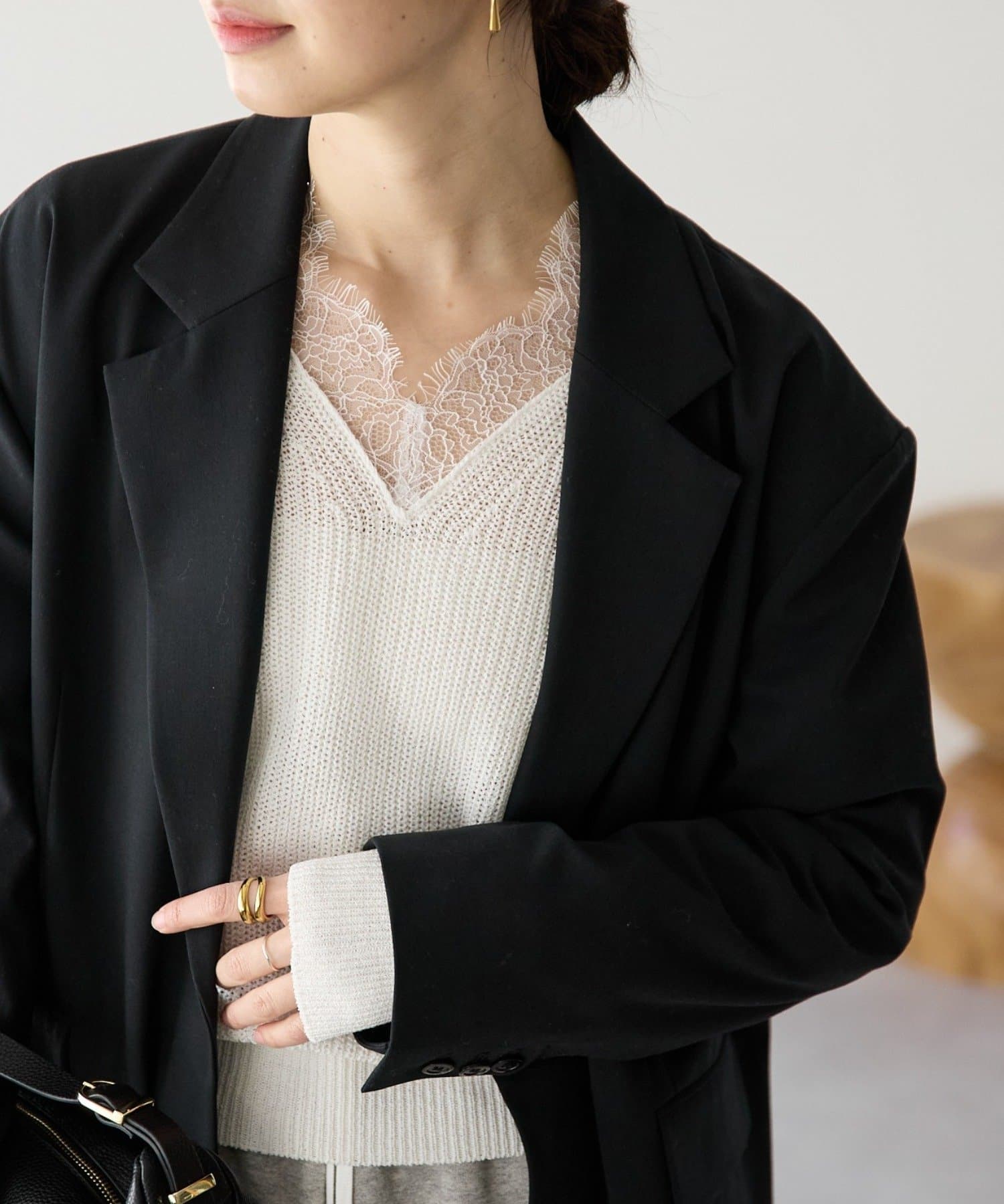 RIVE DROITE(リヴドロワ) 予約【こなれ感抜群/接触冷感機能付き】ワイドショルダージャケット