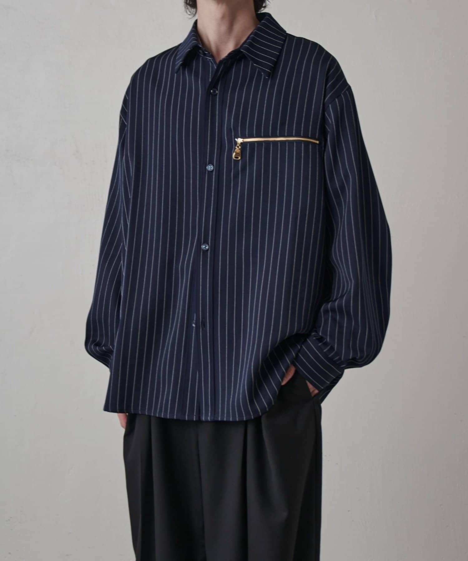 Lui's(ルイス) ストライプオーバーシャツブルゾン