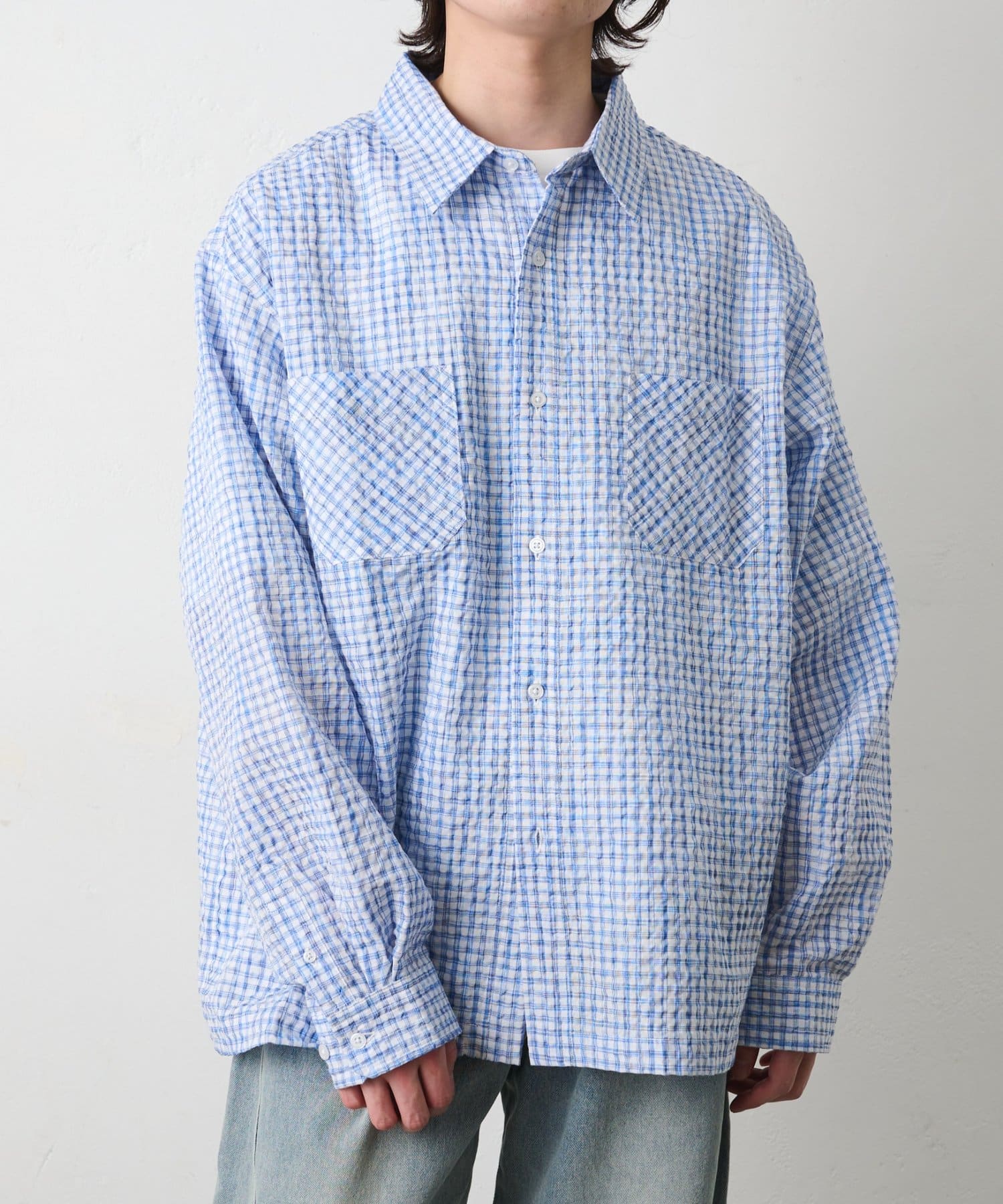 COLONY 2139(コロニー トゥーワンスリーナイン) チェックサッカー長袖シャツ